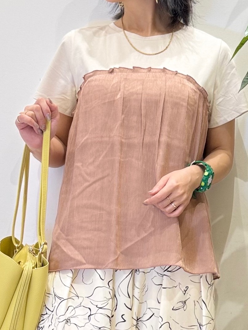 misakiさんの「SHOO･LA･RUE｜【ひんやり/S-LL】1枚でインせず決まる きらきらビスチェ風Tシャツ」を使ったコーディネート