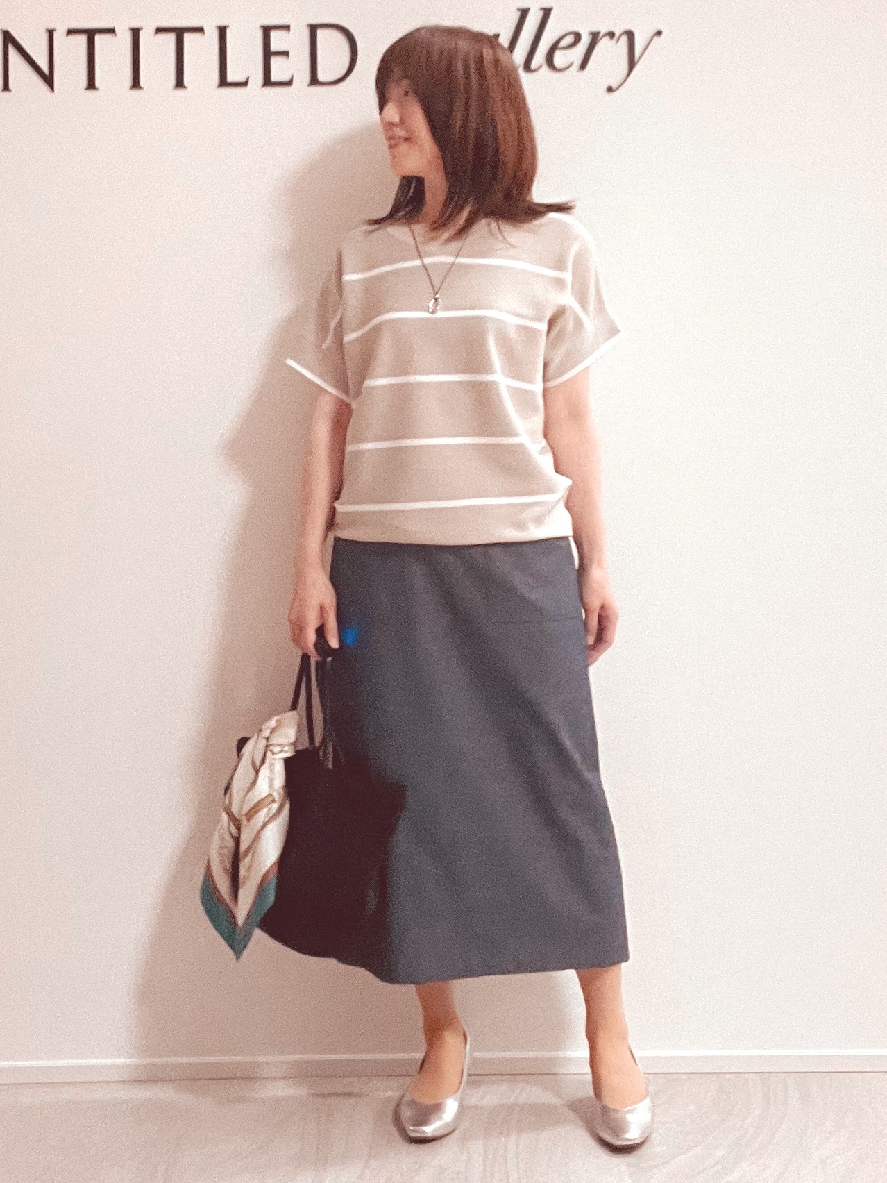 めいさんの「UNTITLED｜【11色展開/体型カバー】前後2WAYフレンチスリーブニット」を使ったコーディネート
