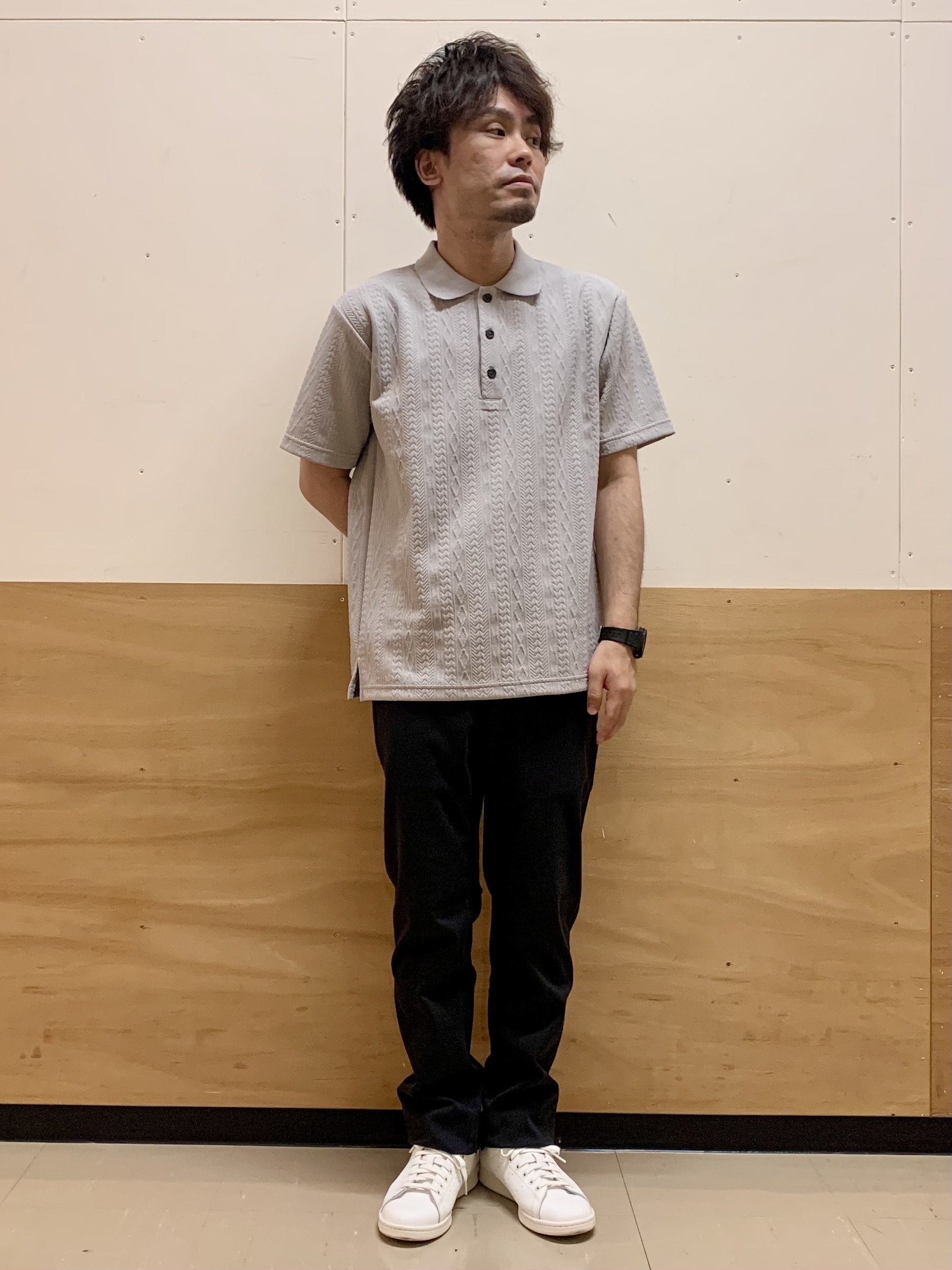 MATUさんの「THE SHOP TK｜【シンプルすぎない大人の表情】ケーブルフクレポロシャツ 吸水速乾/UVケア/洗濯機OK」を使ったコーディネート