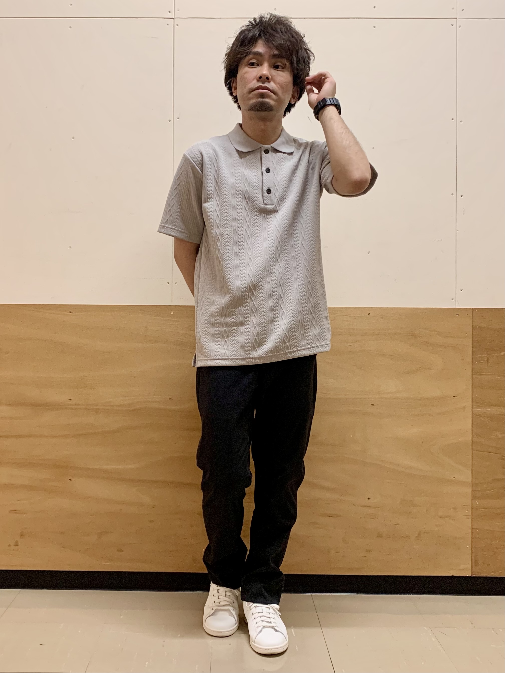 MATUさんの「THE SHOP TK｜【シンプルすぎない大人の表情】ケーブルフクレポロシャツ 吸水速乾/UVケア/洗濯機OK」を使ったコーディネート