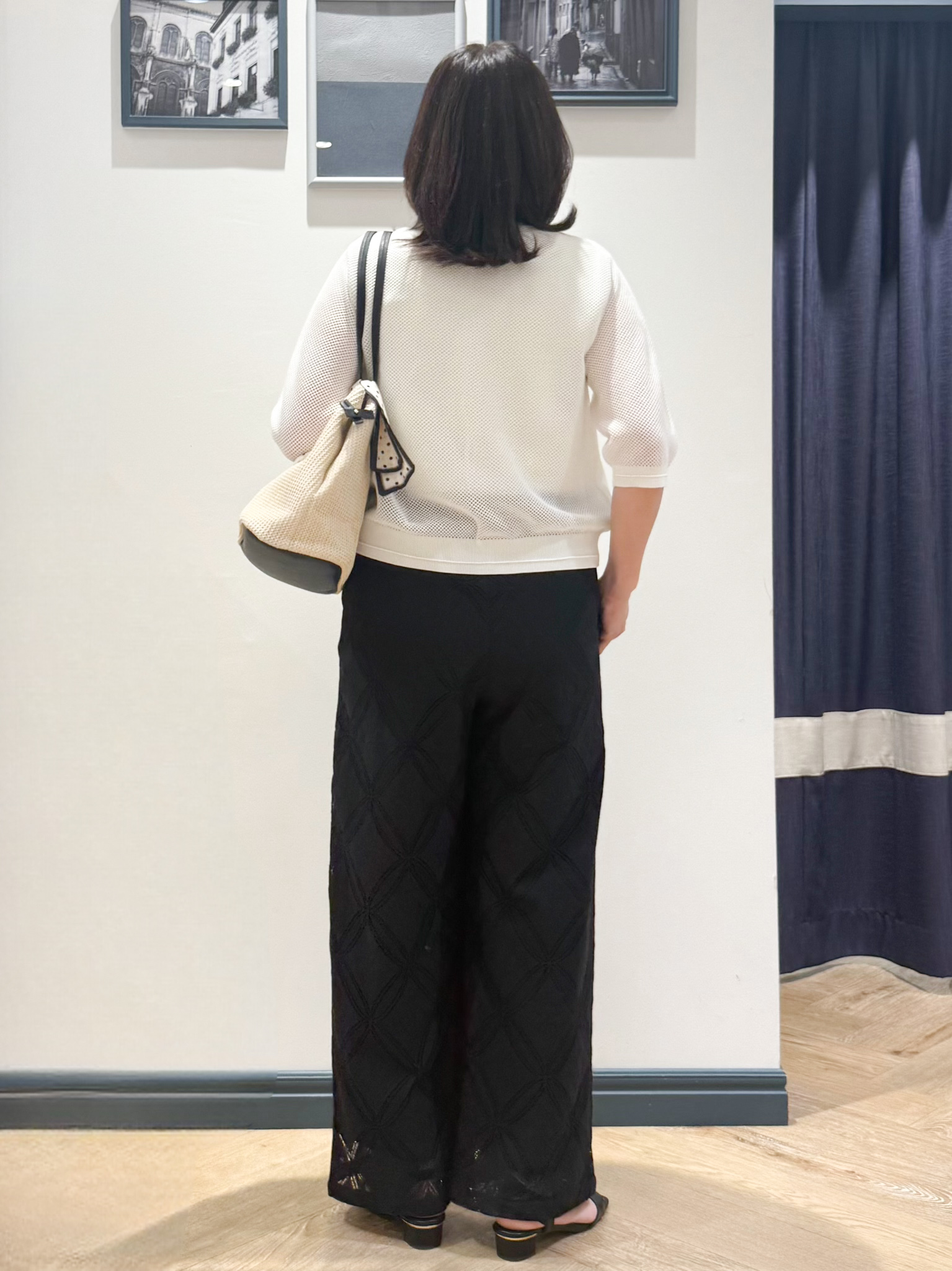 Lilyさんの「grove｜【貴島明日香さん着用・洗える】透けない、大人のメッシュカーディガン」を使ったコーディネート