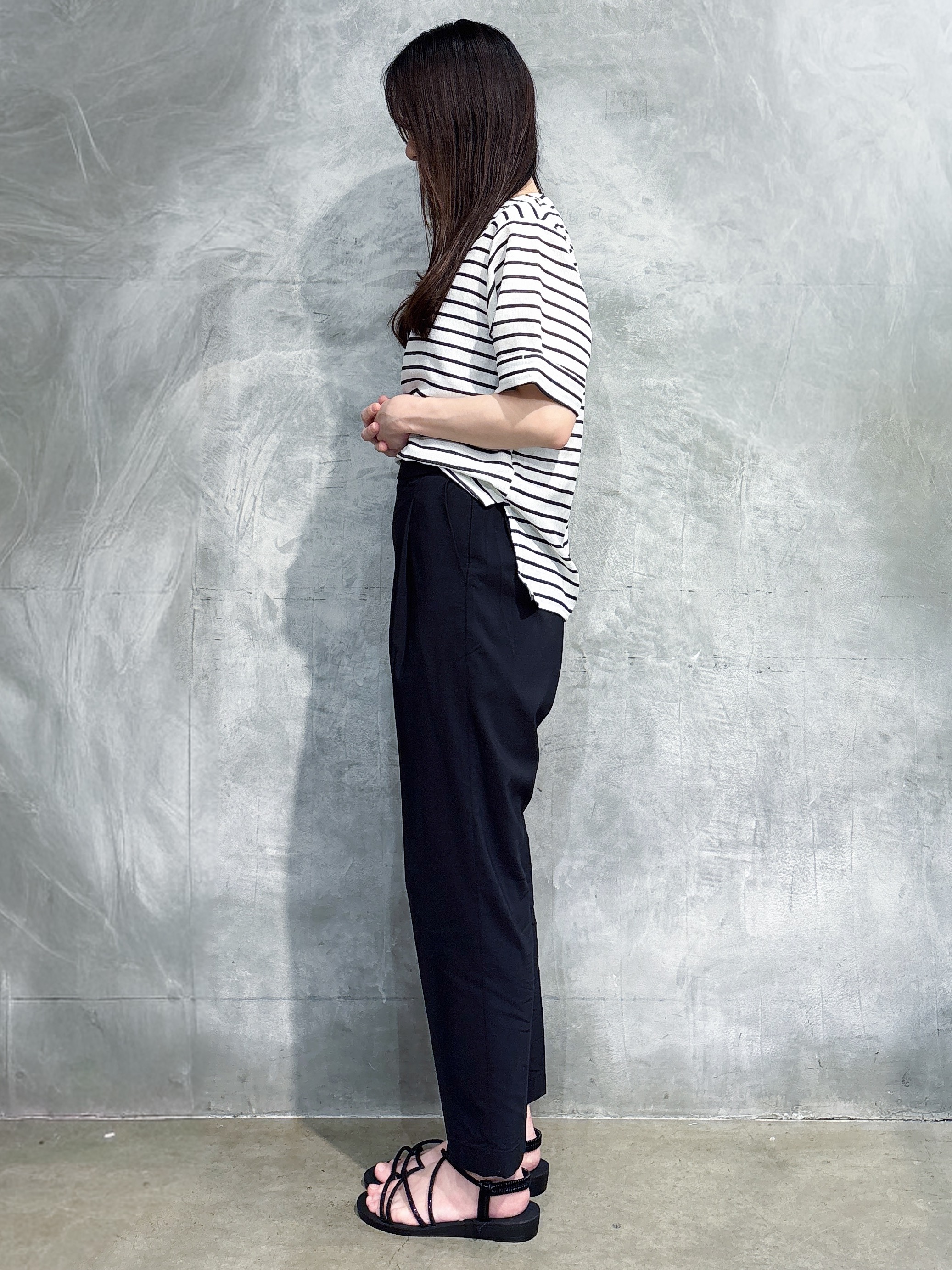 misaさんの「THE SHOP TK｜【M-XL/二の腕カバー】さらり麻調メッシュ5分袖ブラウス」を使ったコーディネート