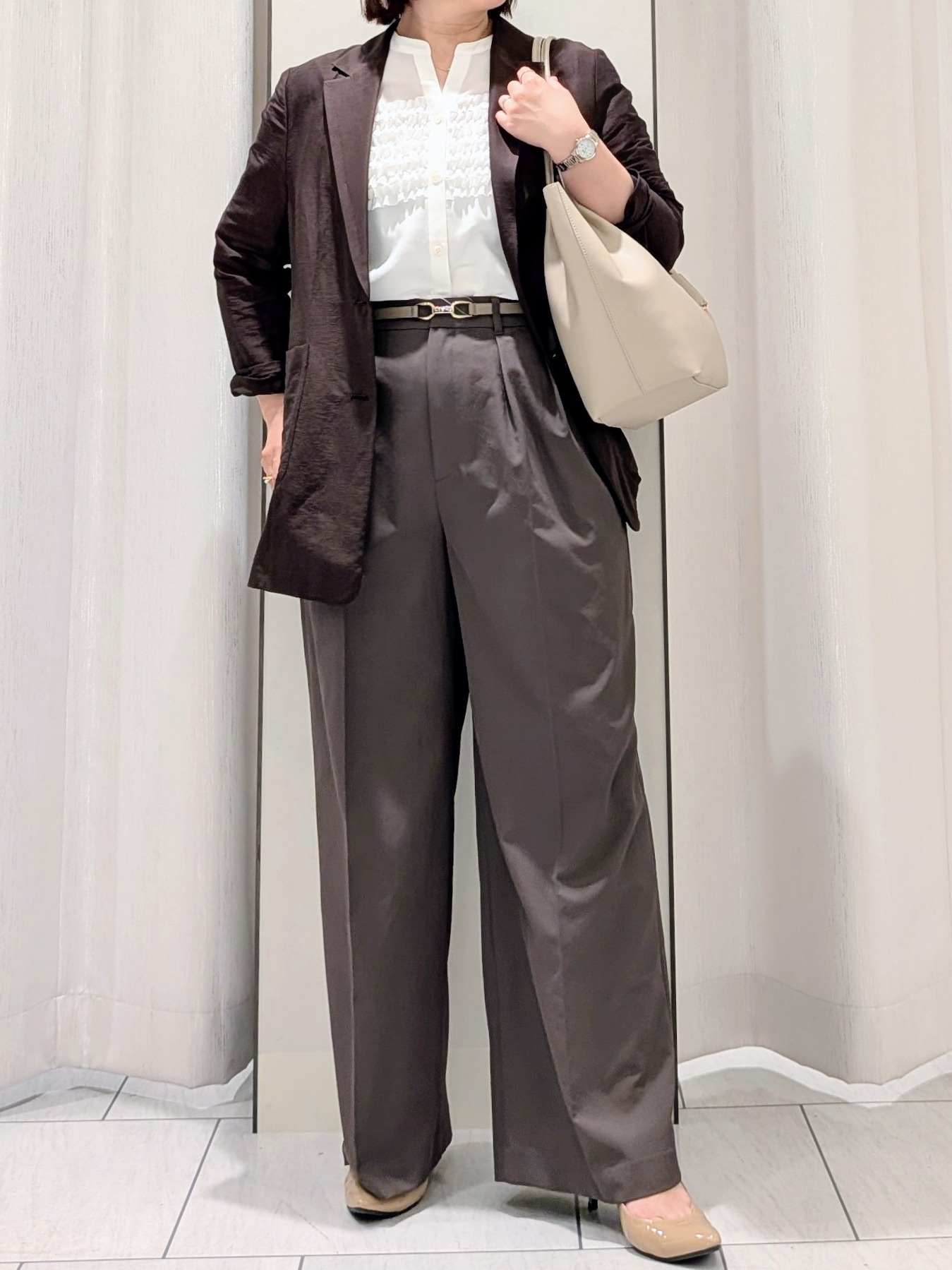 Onumaさんの「UNTITLED｜【程よいシアー感/洗える】エアリーバイオジャケット」を使ったコーディネート
