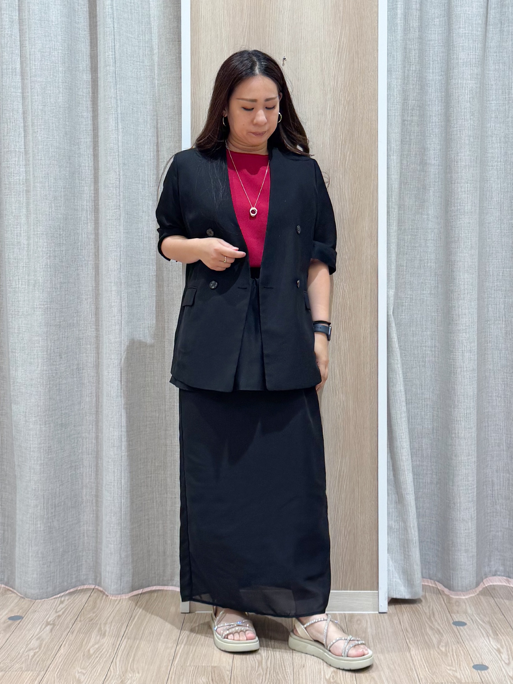 sachiさんの「grove｜【洗濯機OK/ひんやり】軽く羽織れるハーフスリーブジャケット」を使ったコーディネート