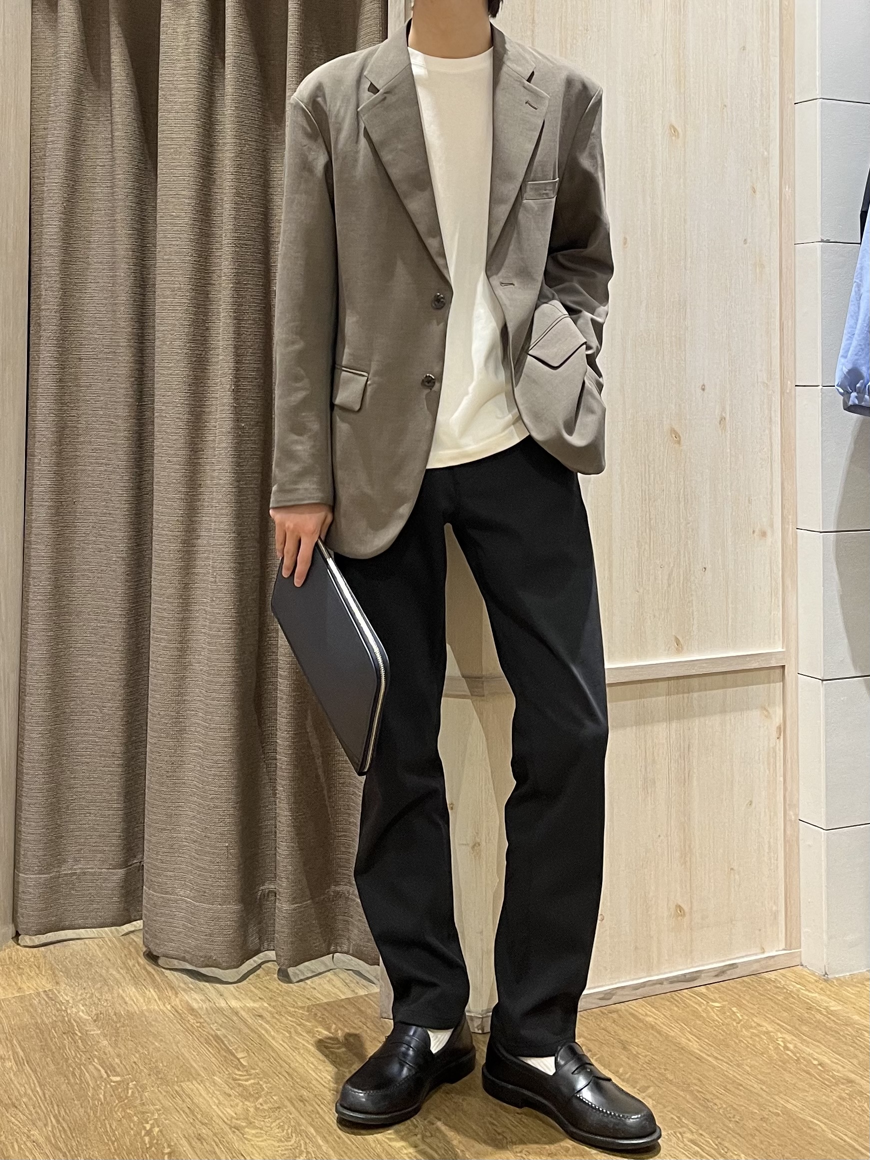 motoさんの「THE SHOP TK｜AVANT LINO リラックスジャケット セットアップ可／洗濯機OK」を使ったコーディネート