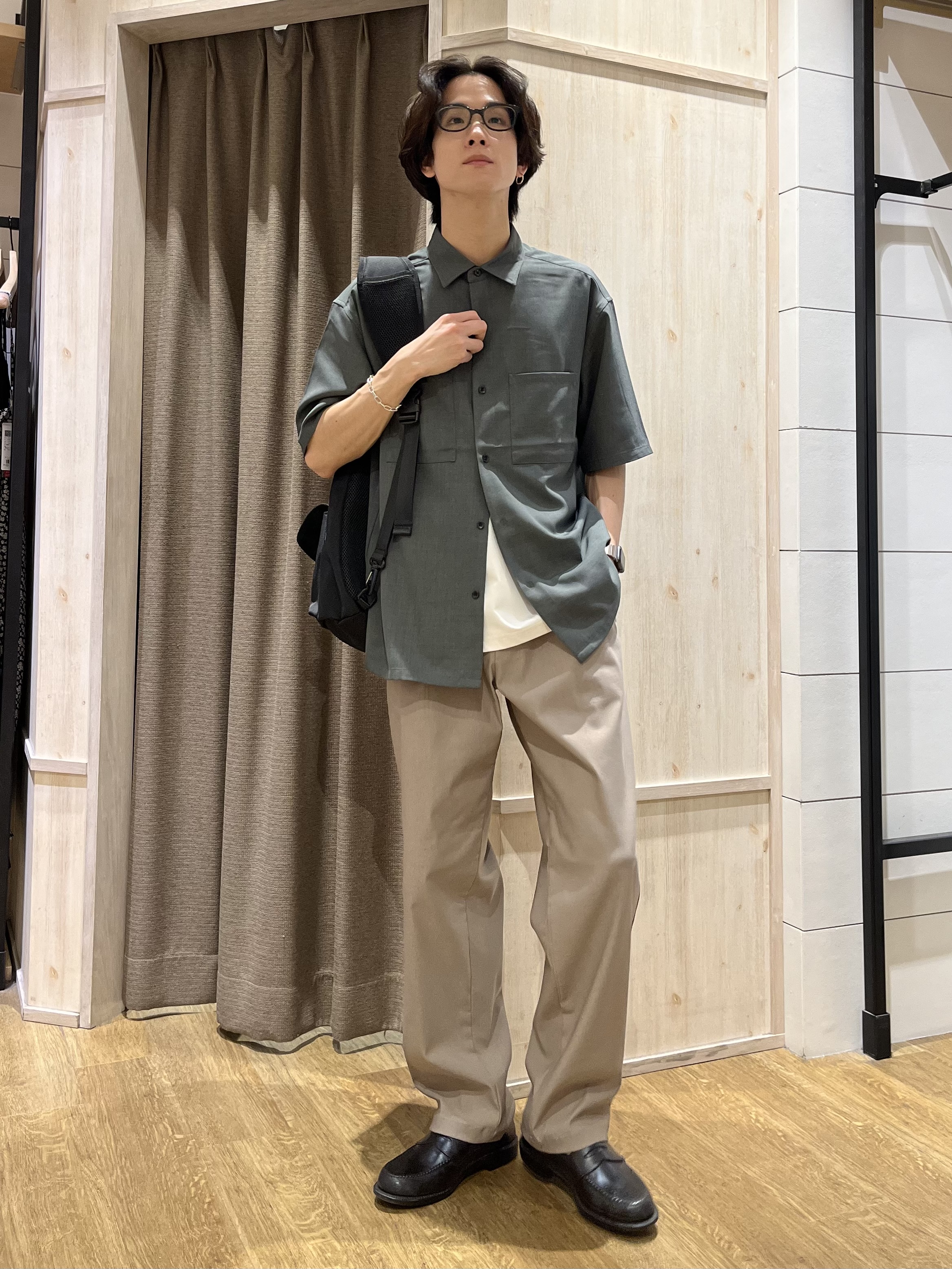 motoさんの「THE SHOP TK｜LITE TEX ダブルフラップ半袖シャツ 接触冷感/吸水速乾/UVカット/アンチピリング/イージー」を使ったコーディネート