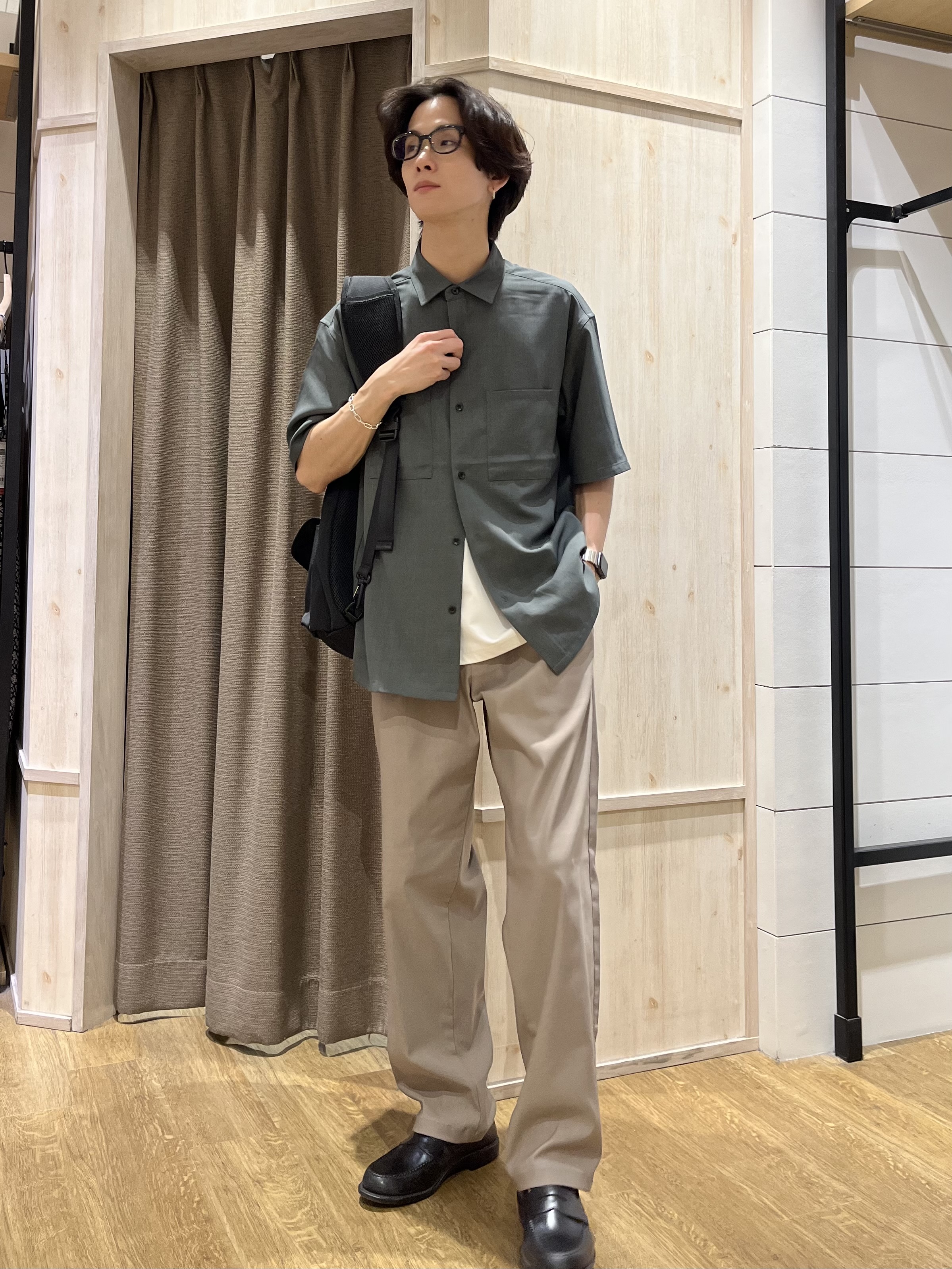 motoさんの「THE SHOP TK｜LITE TEX ダブルフラップ半袖シャツ 接触冷感/吸水速乾/UVカット/アンチピリング/イージー」を使ったコーディネート