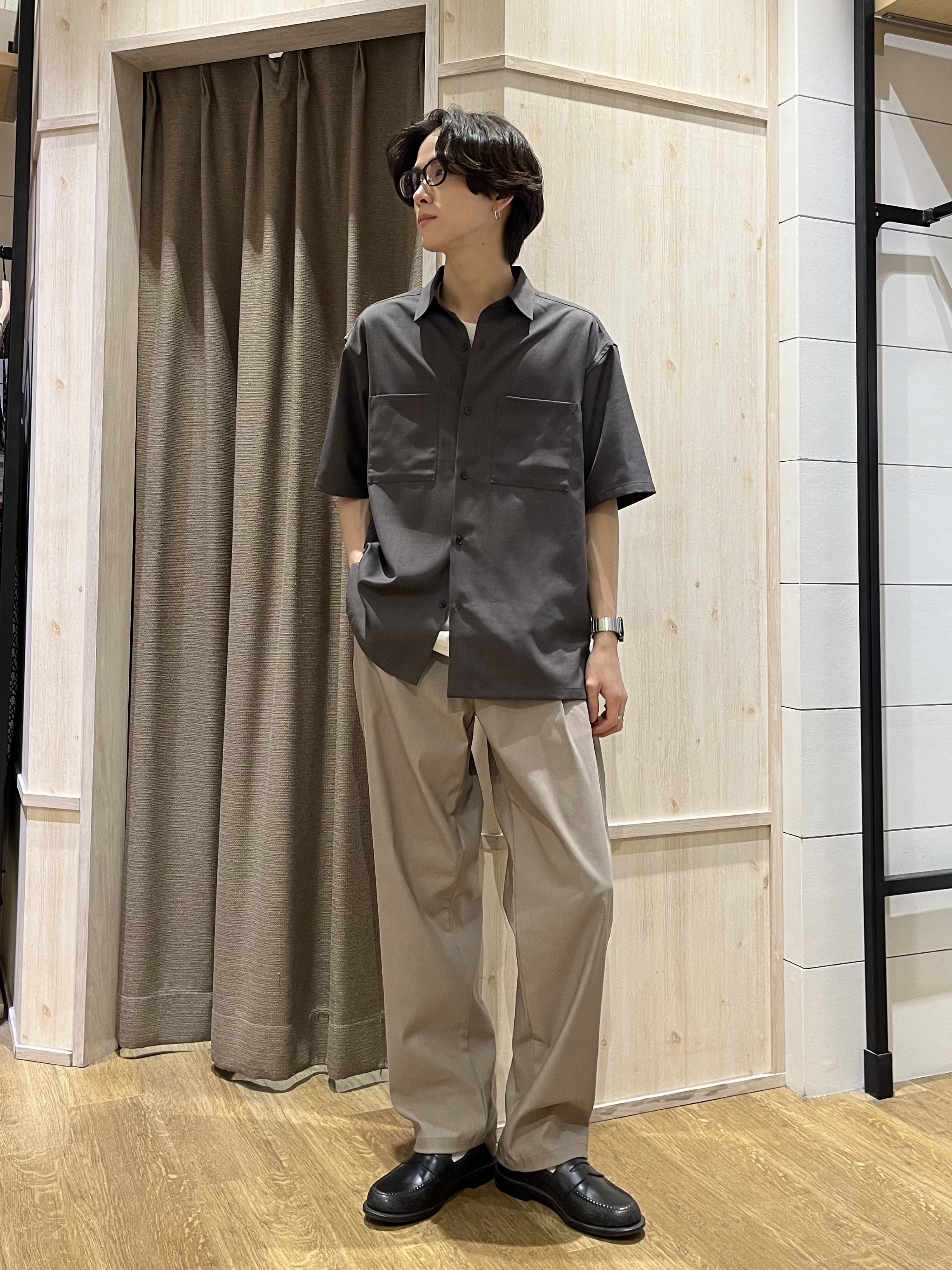 motoさんの「THE SHOP TK｜LITE TEX ダブルフラップ半袖シャツ 接触冷感/吸水速乾/UVカット/アンチピリング/イージー」を使ったコーディネート