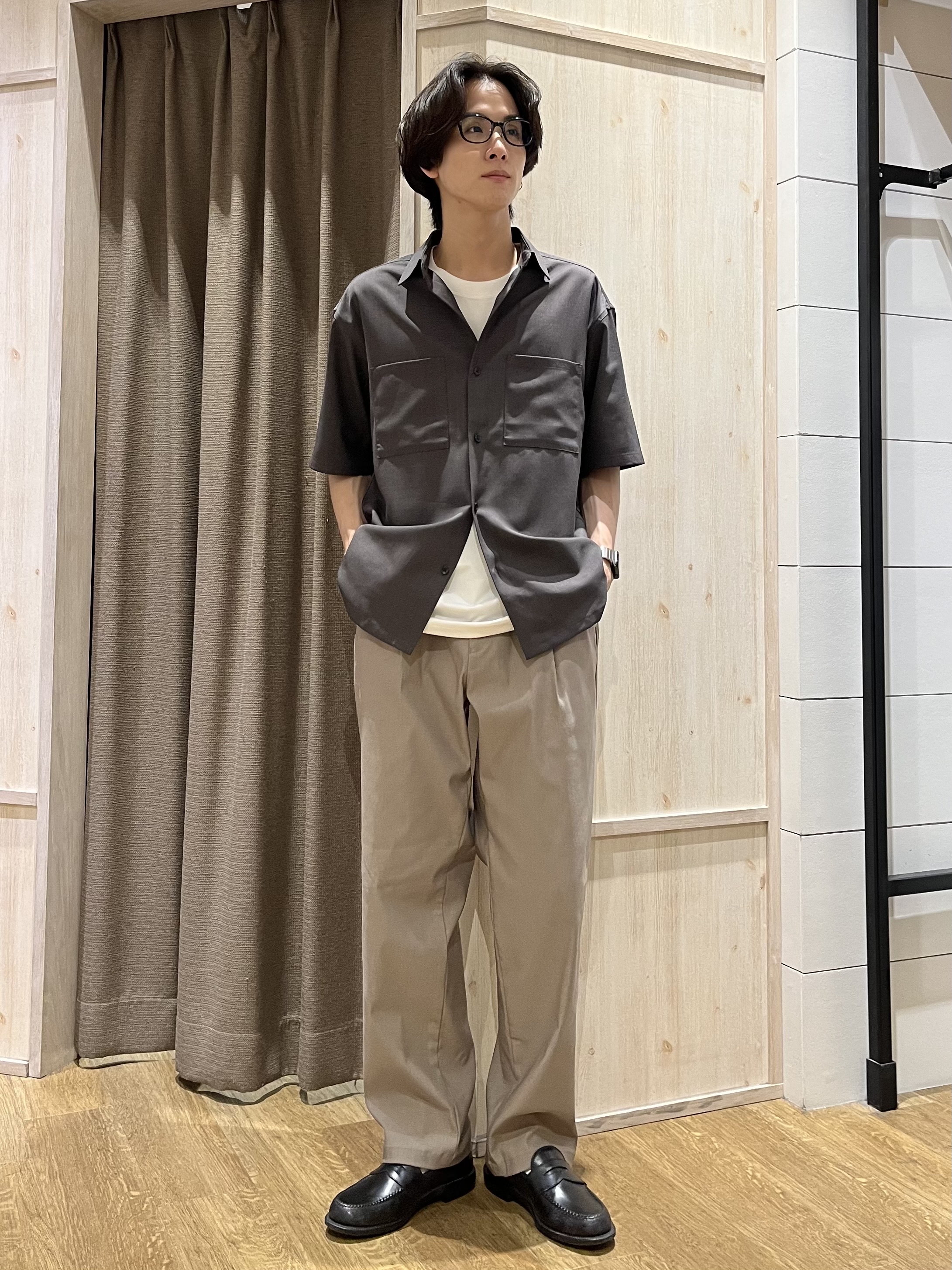 motoさんの「THE SHOP TK｜LITE TEX ダブルフラップ半袖シャツ 接触冷感/吸水速乾/UVカット/アンチピリング/イージー」を使ったコーディネート