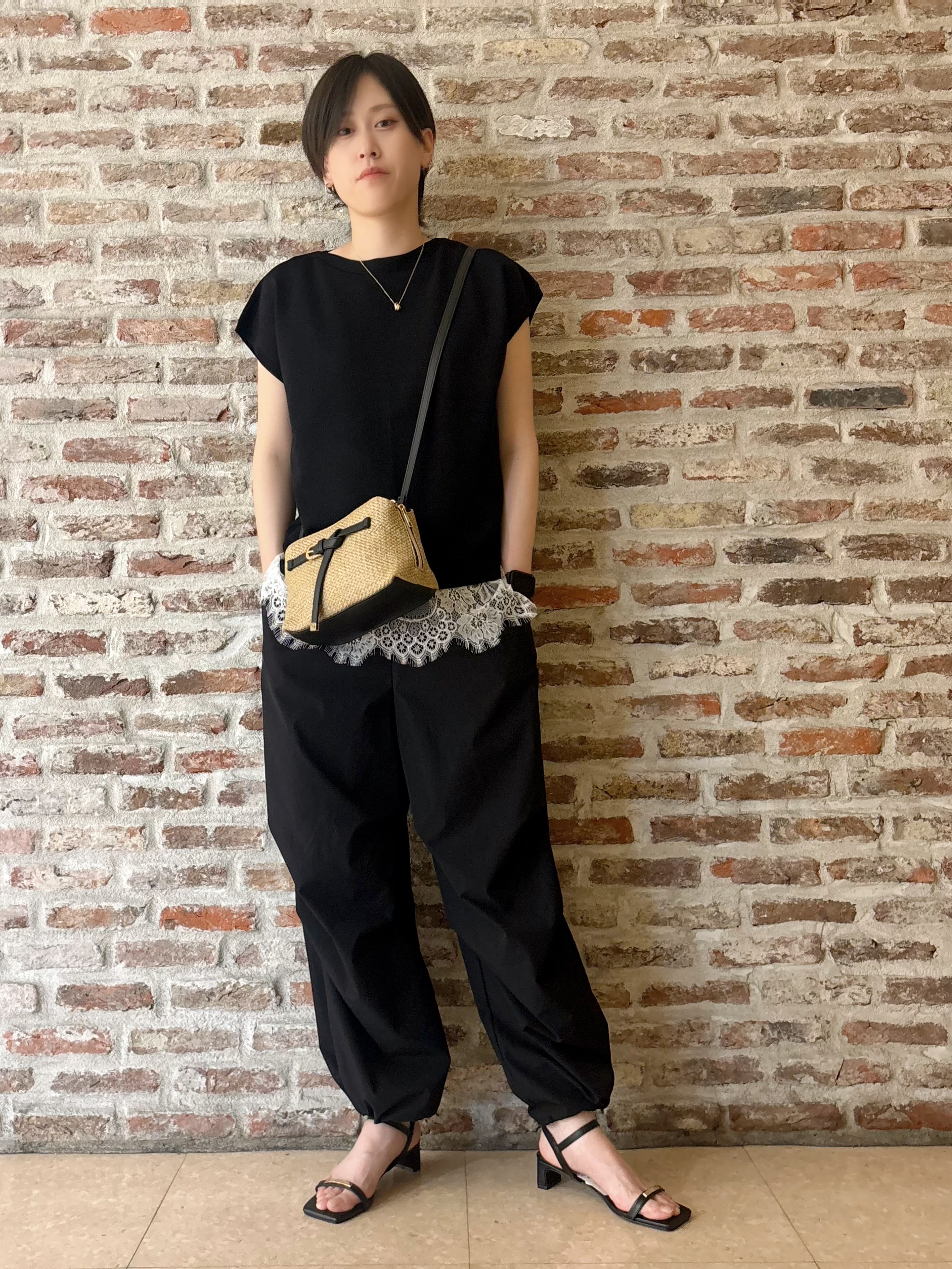 しばさんの「THE SHOP TK｜【S-XL/ひんやりタッチ】多機能フレンチスリーブニット 洗濯機OK/UVケア/毛玉になりにくい」を使ったコーディネート