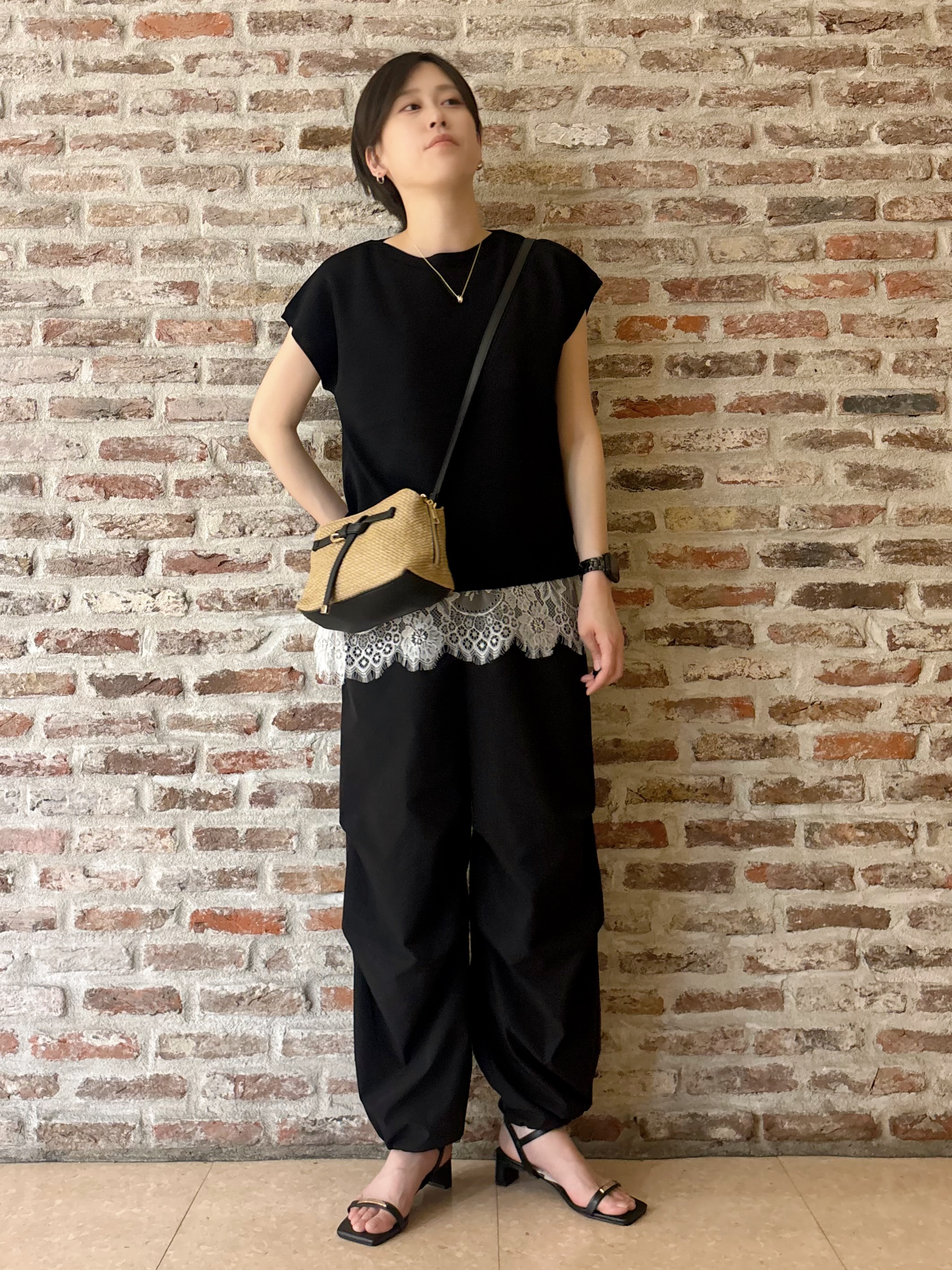 しばさんの「THE SHOP TK｜【S-XL/ひんやりタッチ】多機能フレンチスリーブニット 洗濯機OK/UVケア/毛玉になりにくい」を使ったコーディネート