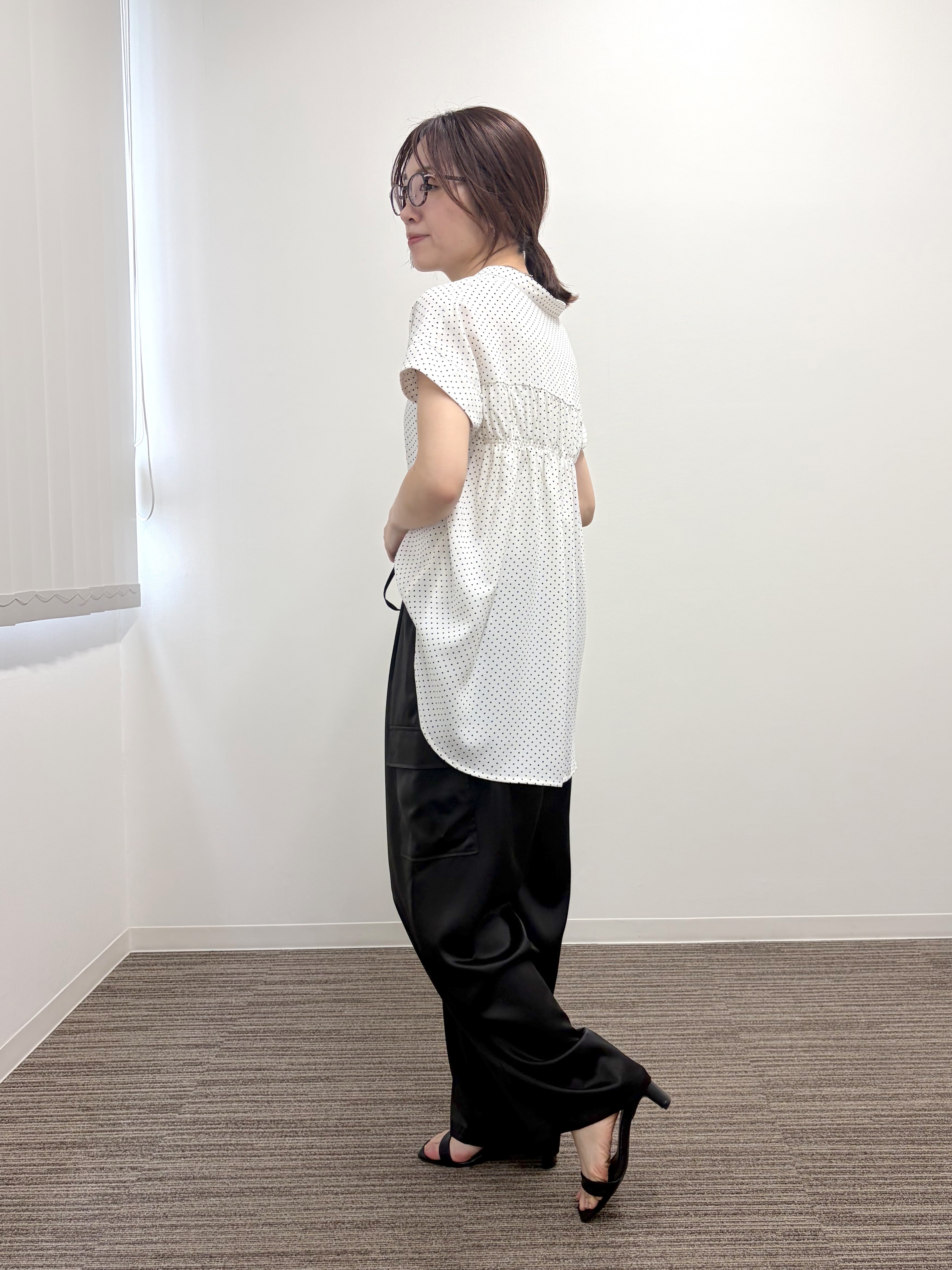 saoriさんの「【接触冷感】バックギャザーブラウス」を使ったコーディネート