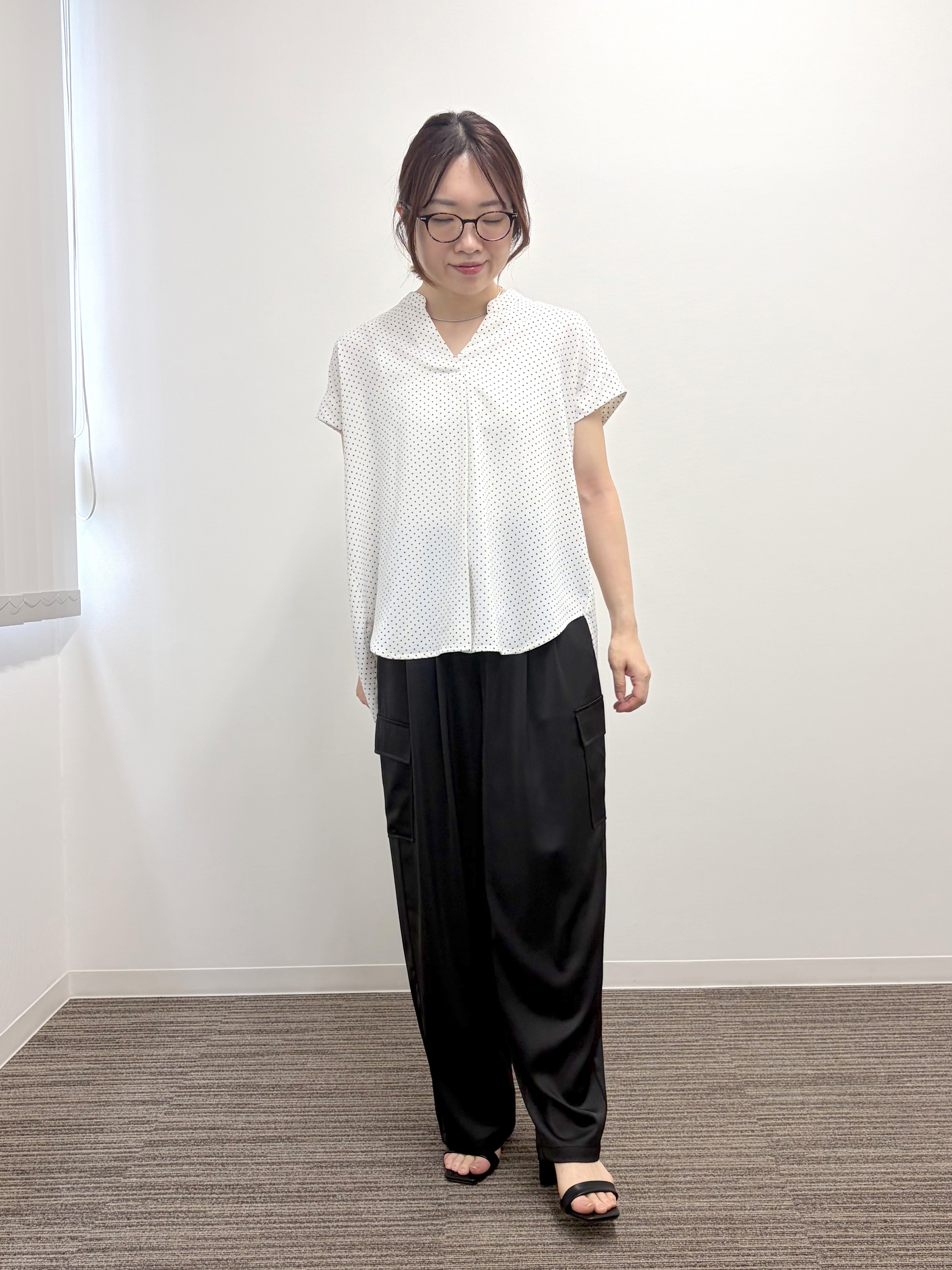 saoriさんの「【接触冷感】バックギャザーブラウス」を使ったコーディネート