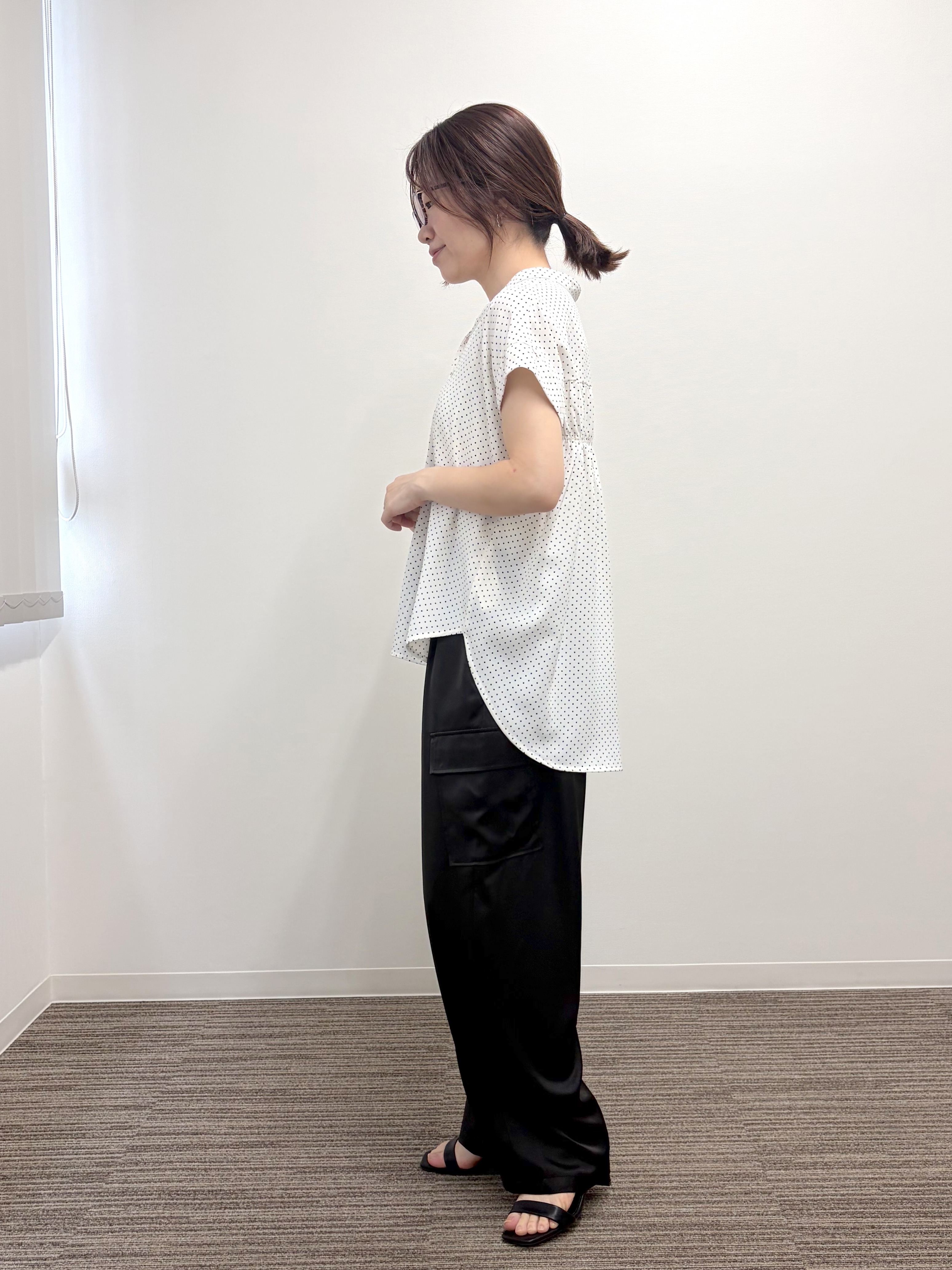 saoriさんの「【接触冷感】バックギャザーブラウス」を使ったコーディネート