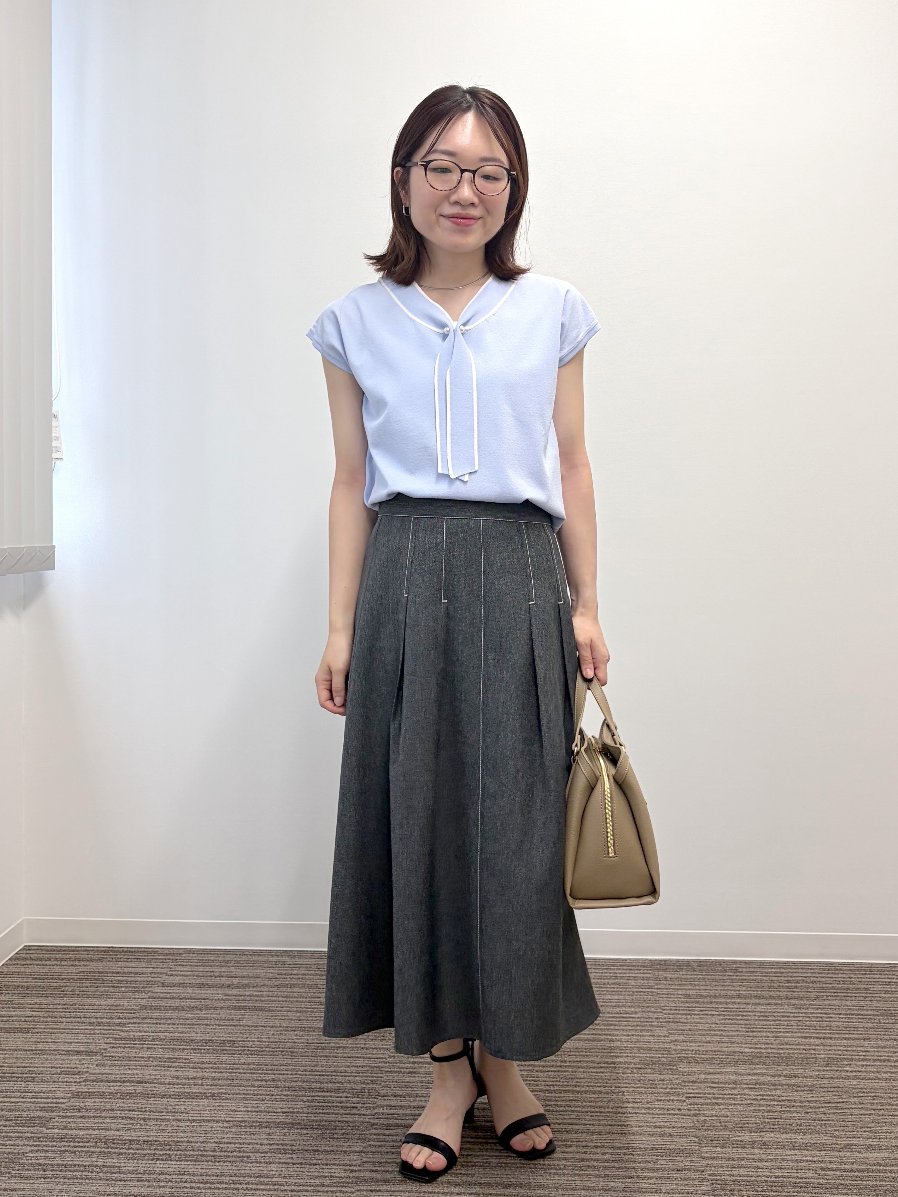 saoriさんの「【UV／冷感】ボウタイフレンチニット」を使ったコーディネート