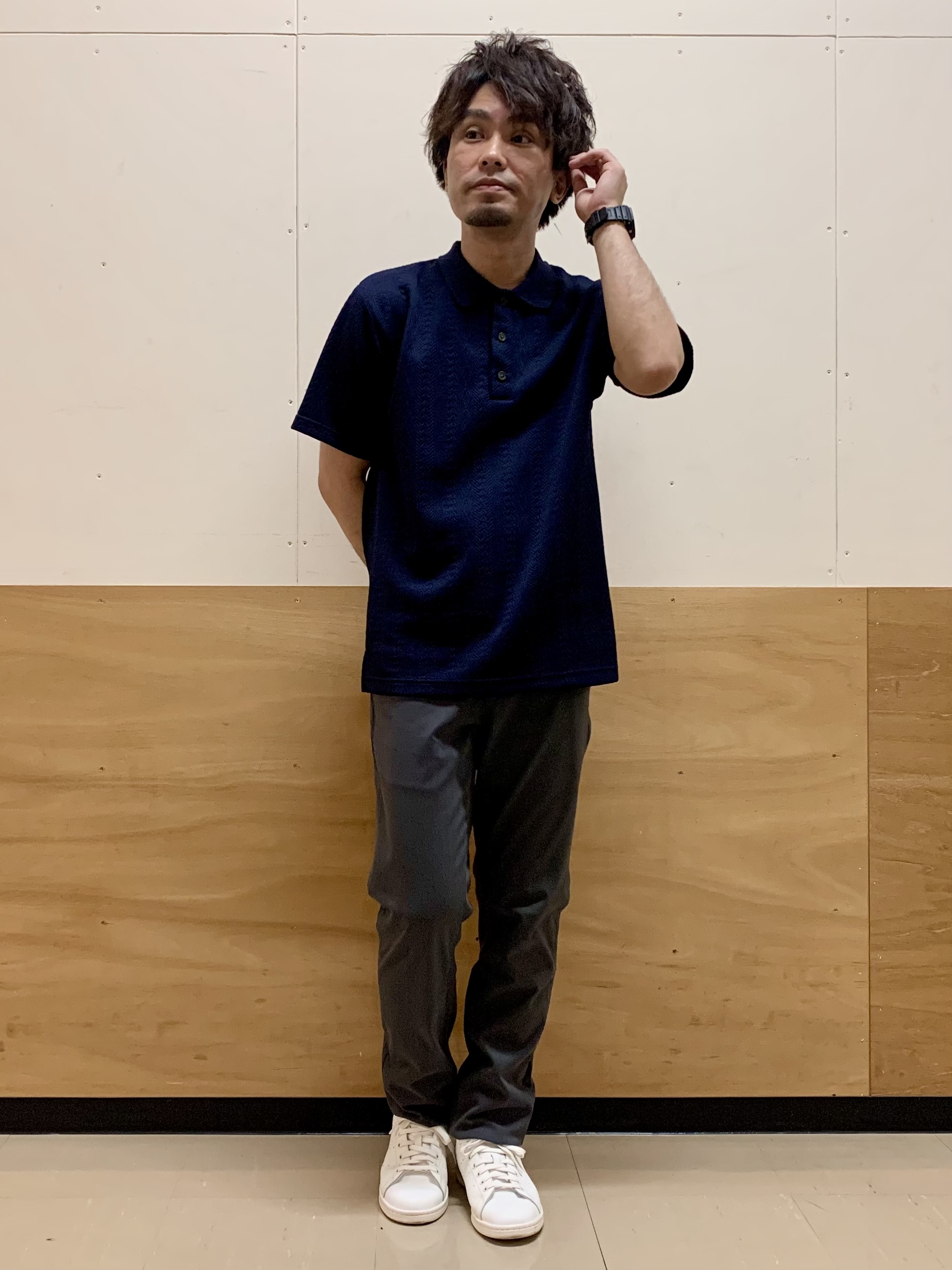 MATUさんの「THE SHOP TK｜【シンプルすぎない大人の表情】ケーブルフクレポロシャツ 吸水速乾/UVケア/洗濯機OK」を使ったコーディネート
