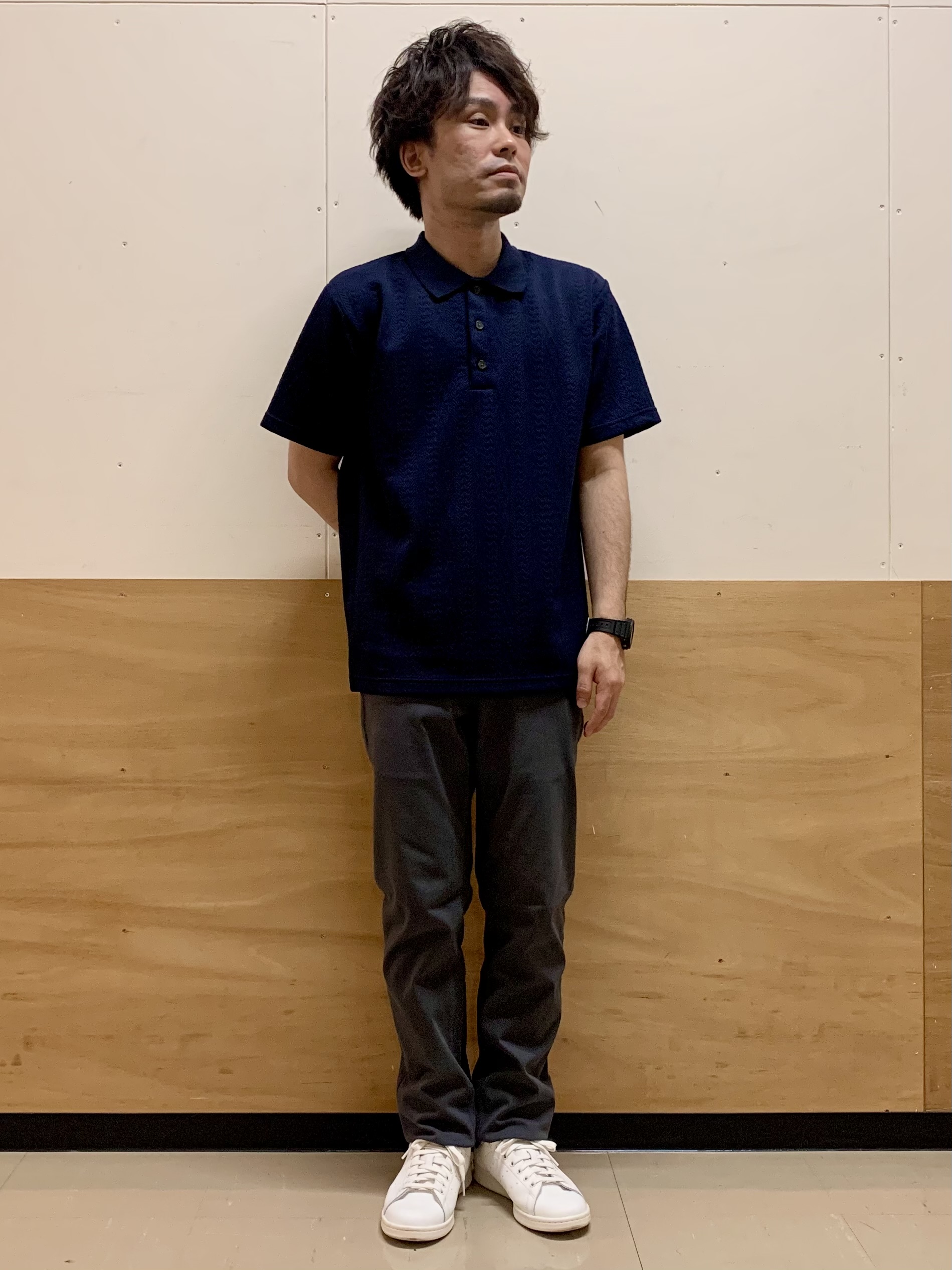 MATUさんの「THE SHOP TK｜【シンプルすぎない大人の表情】ケーブルフクレポロシャツ 吸水速乾/UVケア/洗濯機OK」を使ったコーディネート