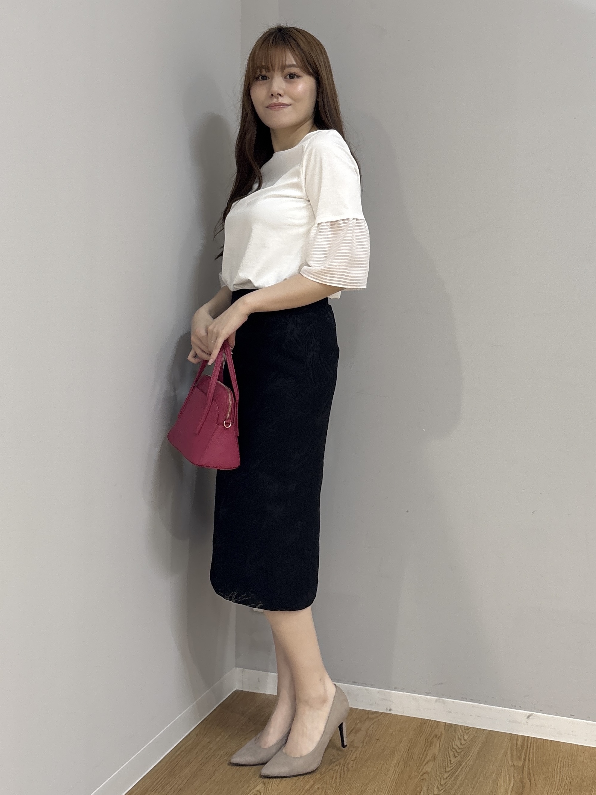 sayaさんの「COUP DE CHANCE｜【5分袖／日本製／接触冷感】異素材ドッキングカットソー」を使ったコーディネート