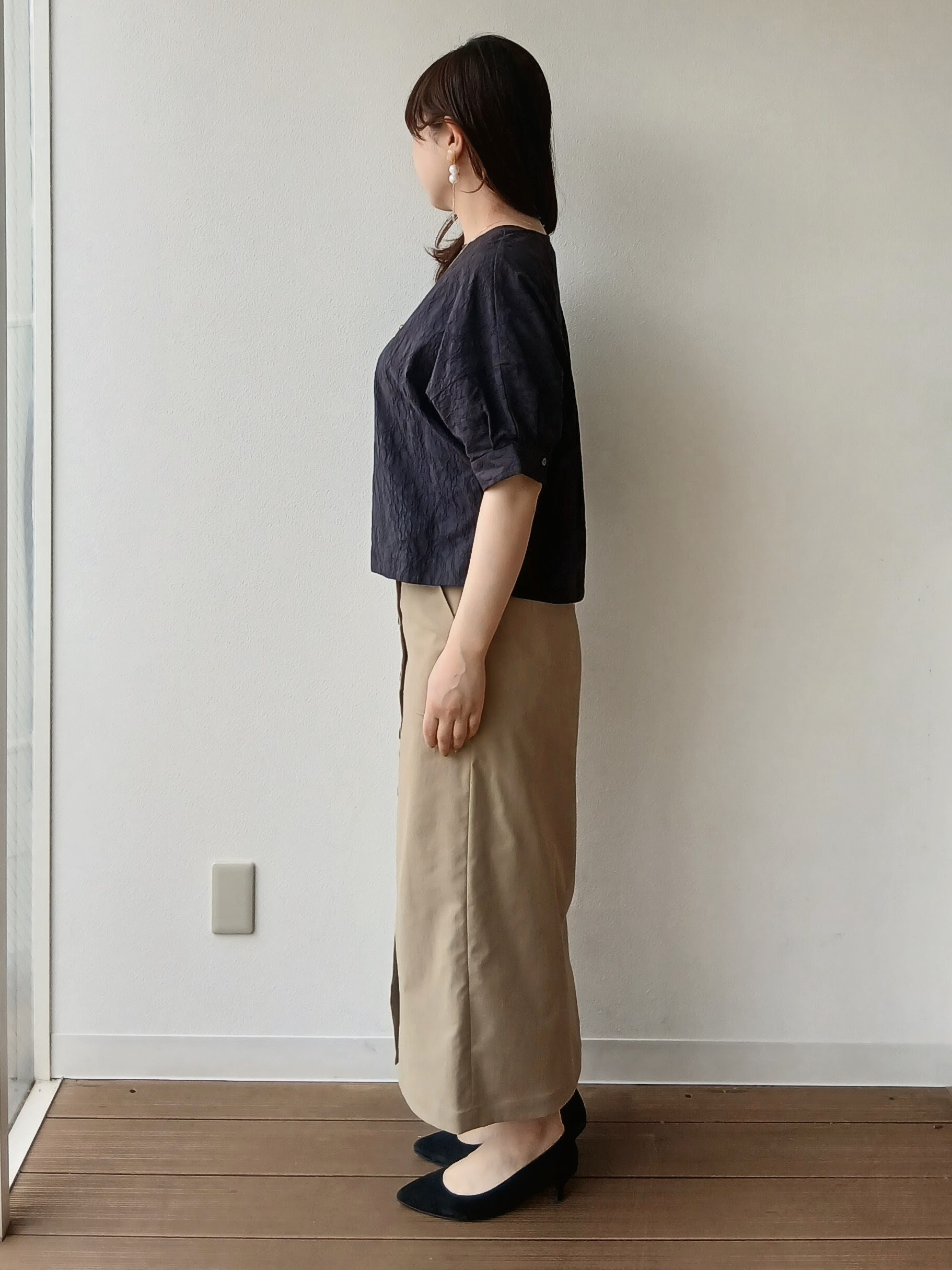 なみきさんの「UNTITLED｜【洗える/ショート丈】ジャカードボートネックブラウス」を使ったコーディネート