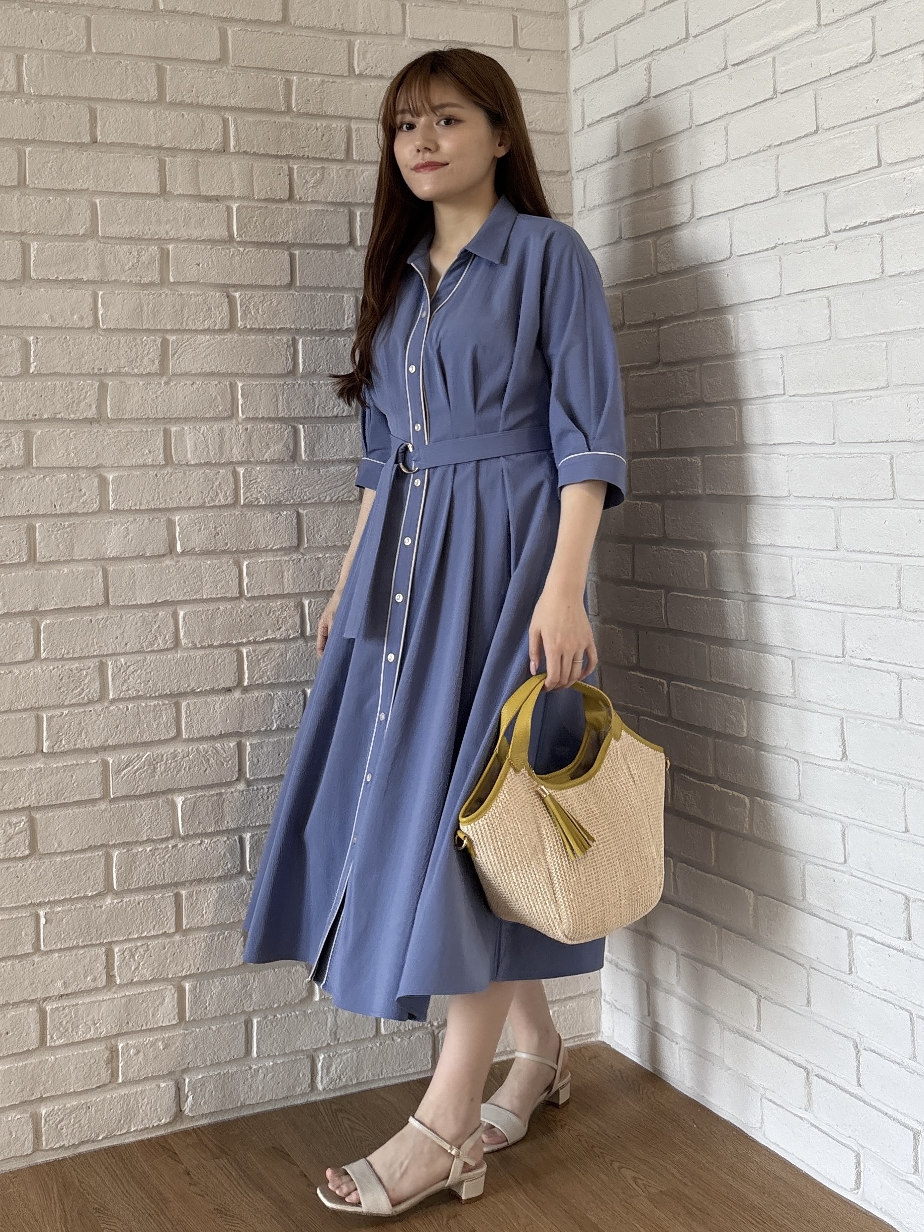 sayaさんの「grove｜【貴島明日香さん着用・美シルエット】ウエストタック配色ワンピース」を使ったコーディネート