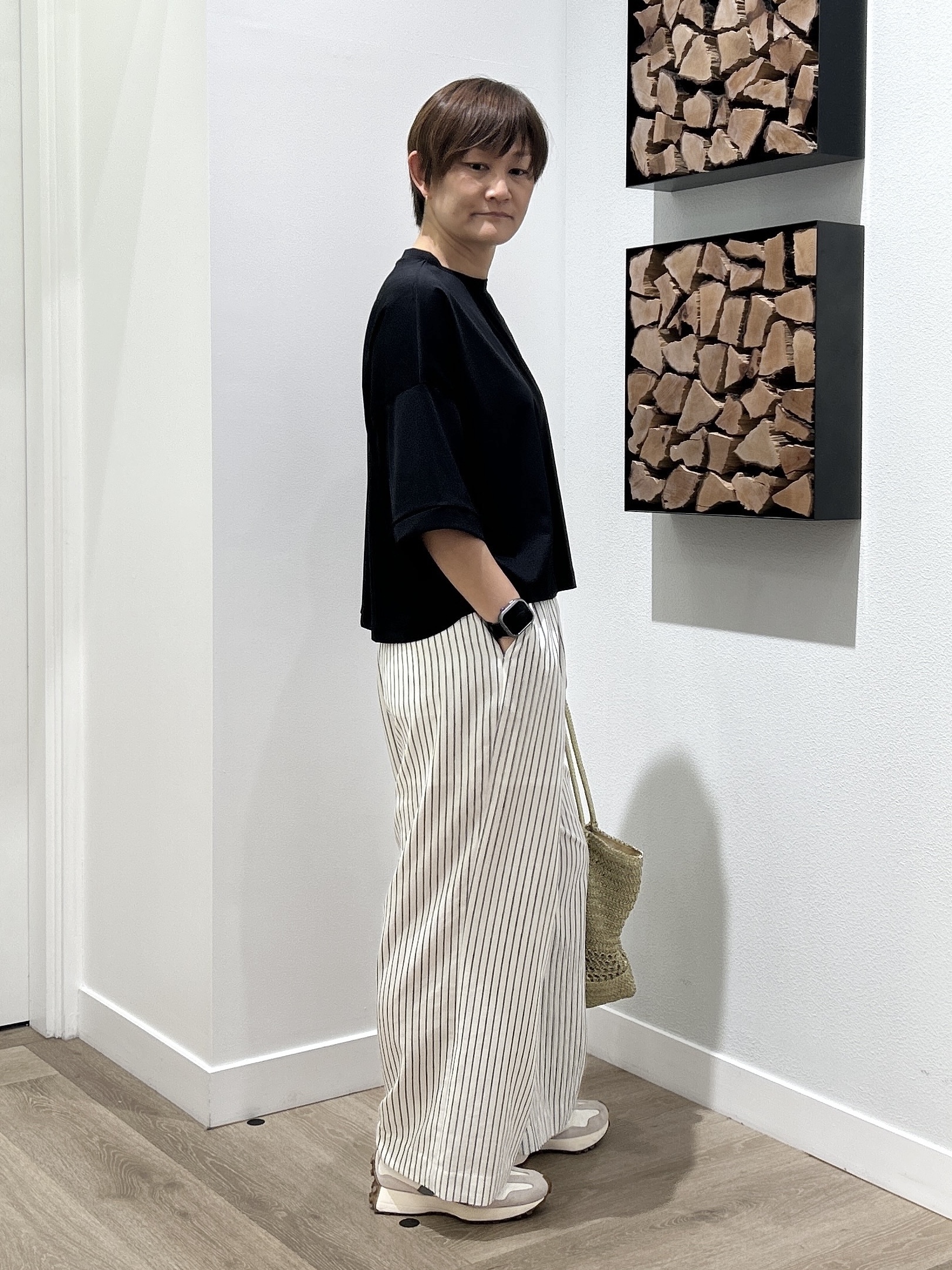 rairaiさんの「Dessin｜【新色追加/体型カバー】美光沢カットソーボクシーシルエット」を使ったコーディネート