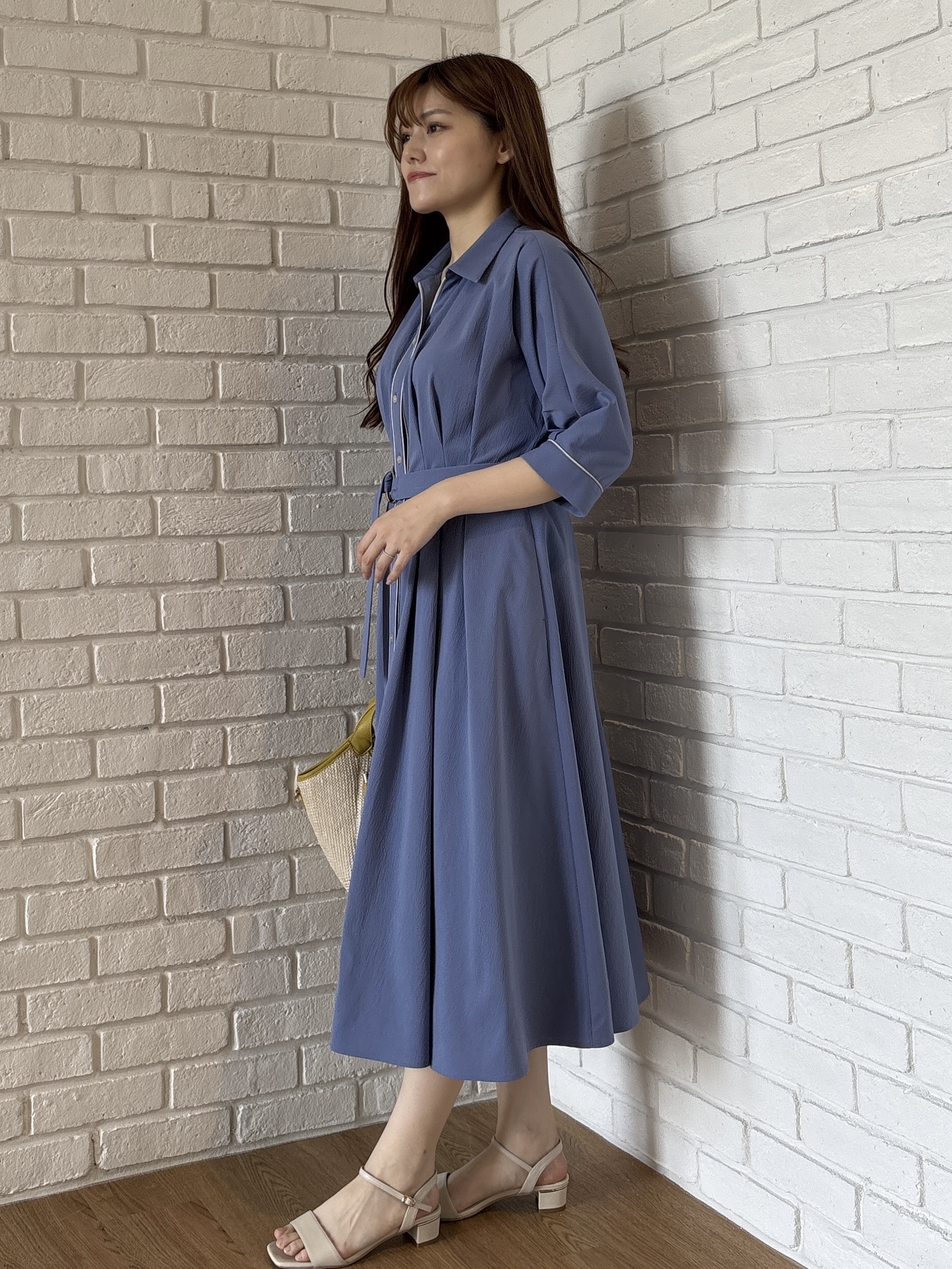 sayaさんの「grove｜【貴島明日香さん着用・美シルエット】ウエストタック配色ワンピース」を使ったコーディネート