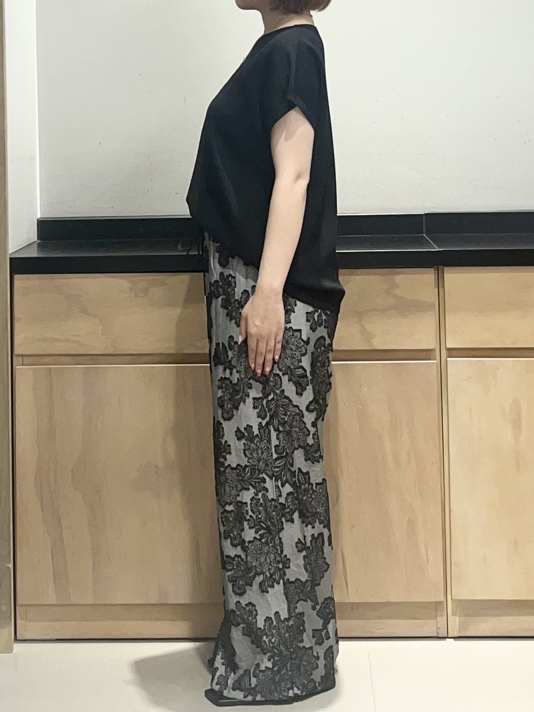 かのさんの「THE SHOP TK｜【S-XL/ひんやりタッチ】多機能フレンチスリーブニット 洗濯機OK/UVケア/毛玉になりにくい」を使ったコーディネート
