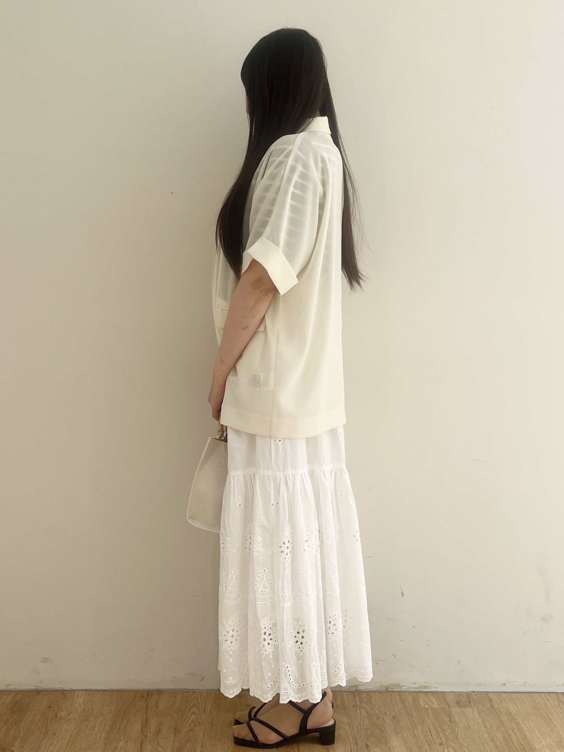 yukikaさんの「OPAQUE.CLIP｜【接触冷感／吸水速乾／防シワ】リネンライクテーラードジャケット《洗濯機OK》」を使ったコーディネート