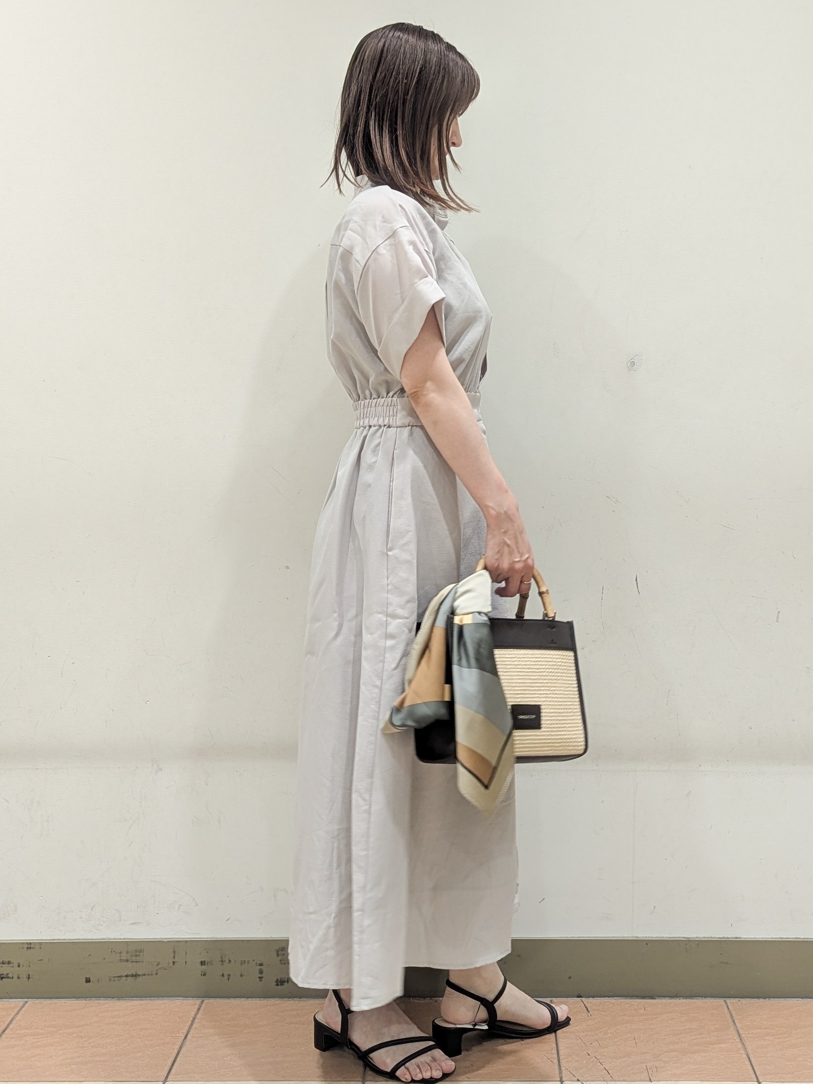 Miさんの「OPAQUE.CLIP｜【接触冷感／吸水速乾】リネンライク シャツワンピース《洗濯機OK》」を使ったコーディネート