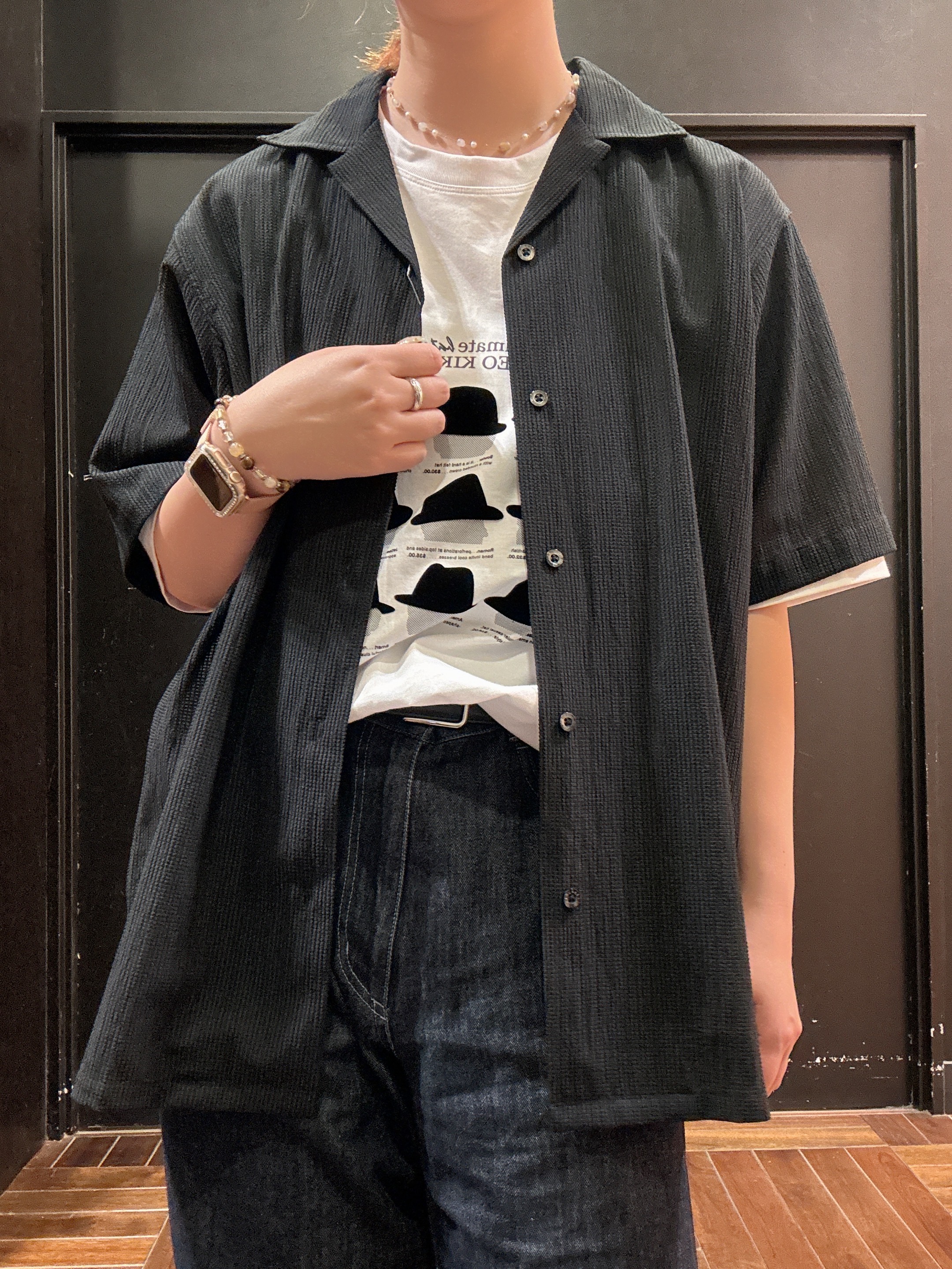ヒナさんの「TAKEO KIKUCHI｜【通気性】トリコットサッカー オープンカラー シャツ」を使ったコーディネート