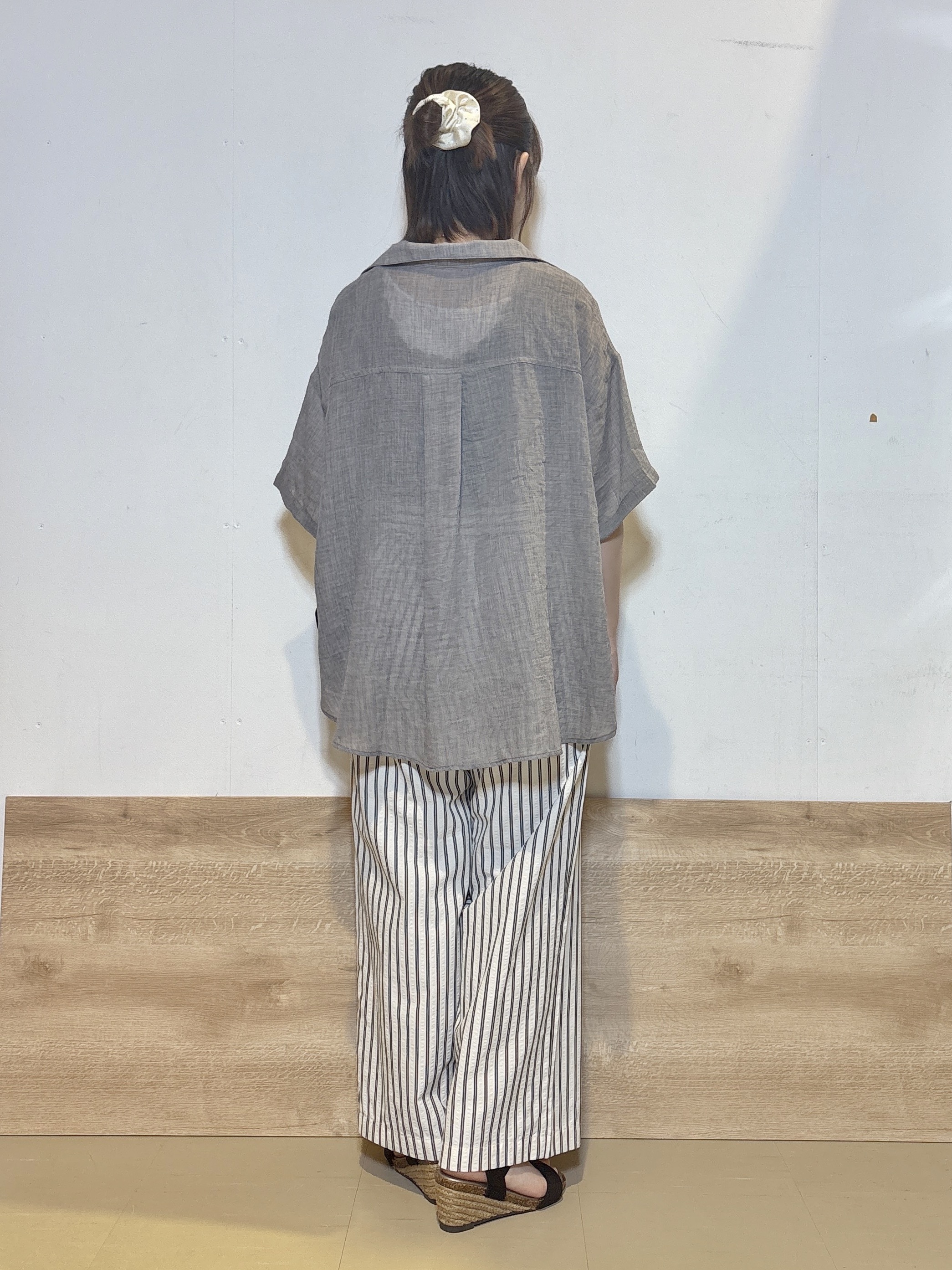 るねさんの「SHOO･LA･RUE｜【S-LL】ナチュラルに決まる 半袖シアーシャツジャケット」を使ったコーディネート