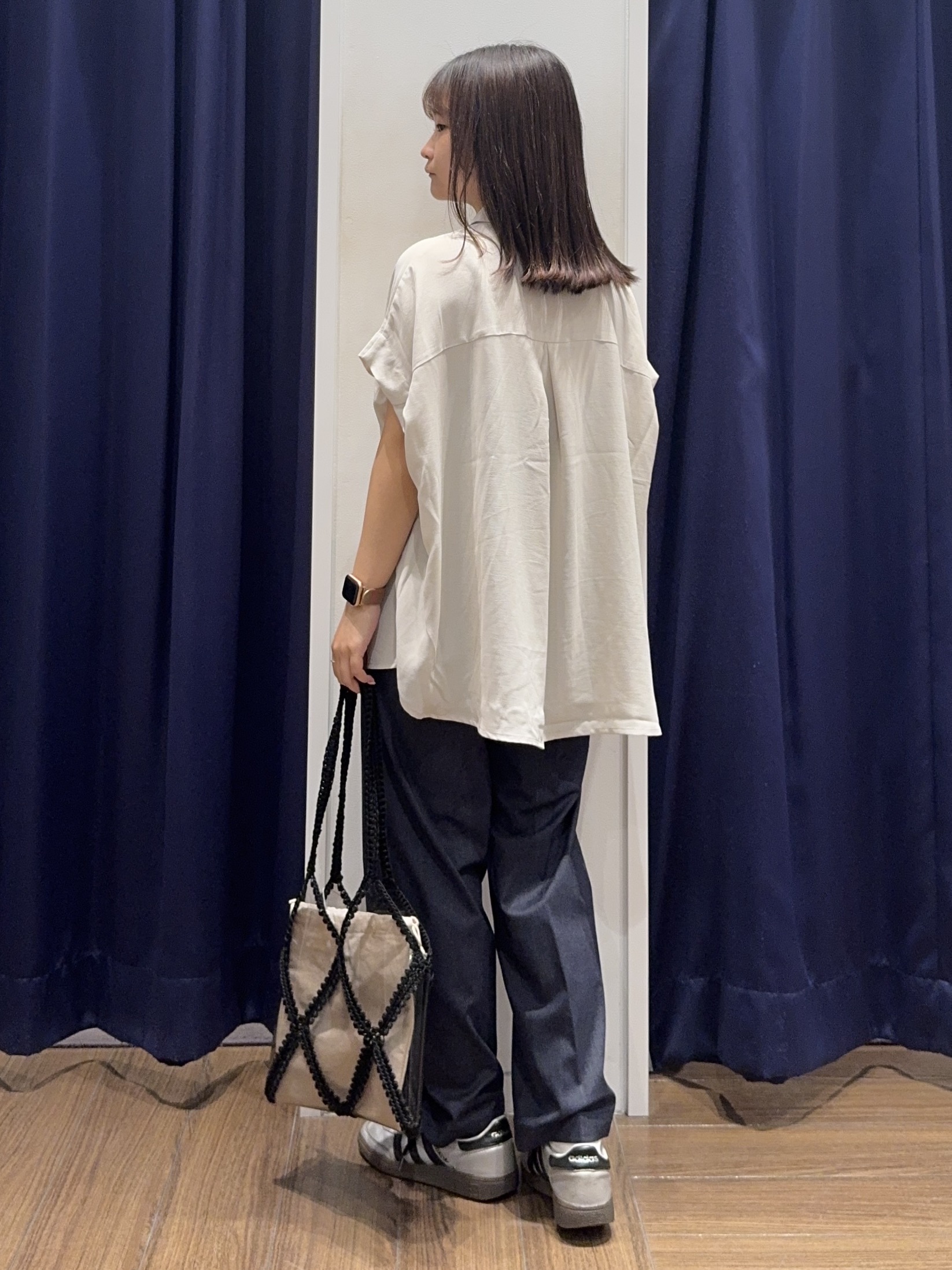 cherryさんの「THE SHOP TK｜【ひんやり/防しわ/UV/吸水速乾】襟付き フレンチスリーブシャツ」を使ったコーディネート