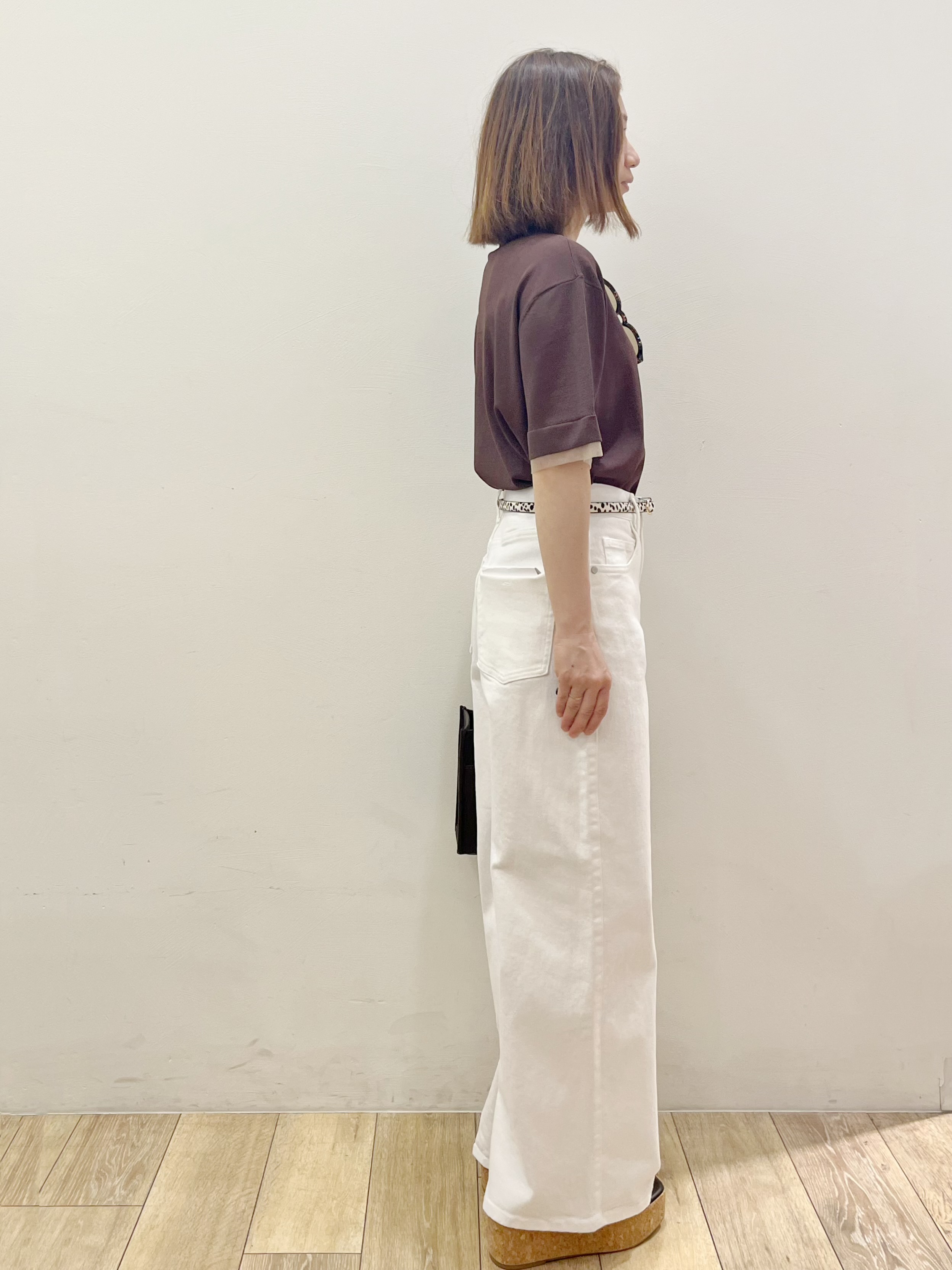 kcさんの「OPAQUE.CLIP｜【UV／接触冷感／抗ピル】シアー＆レイヤード風さらりニット《洗濯機OK》」を使ったコーディネート