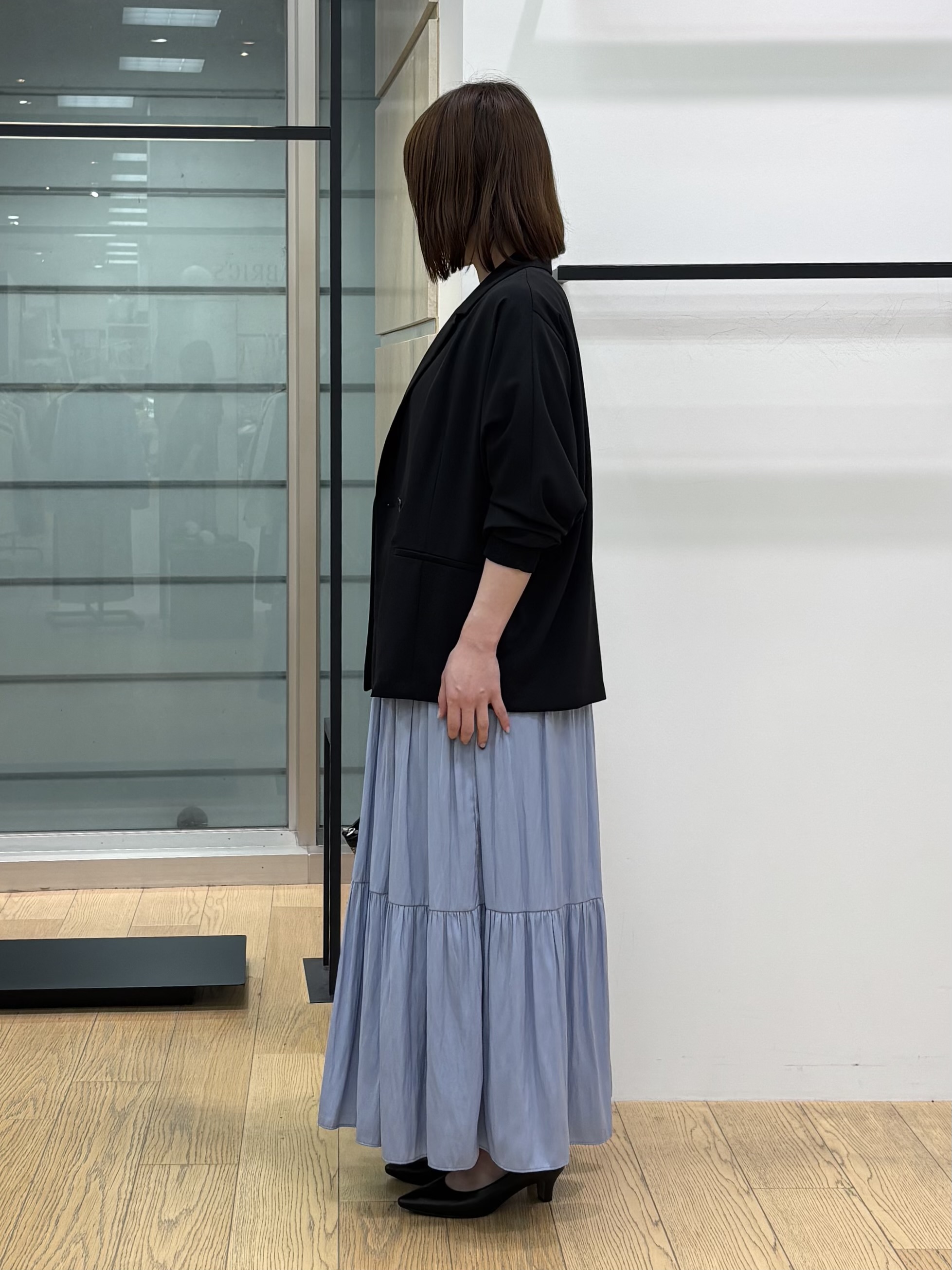 asamiさんの「INDIVI｜【洗える／ドライタッチ／和紙混】ガーター編みニット」を使ったコーディネート