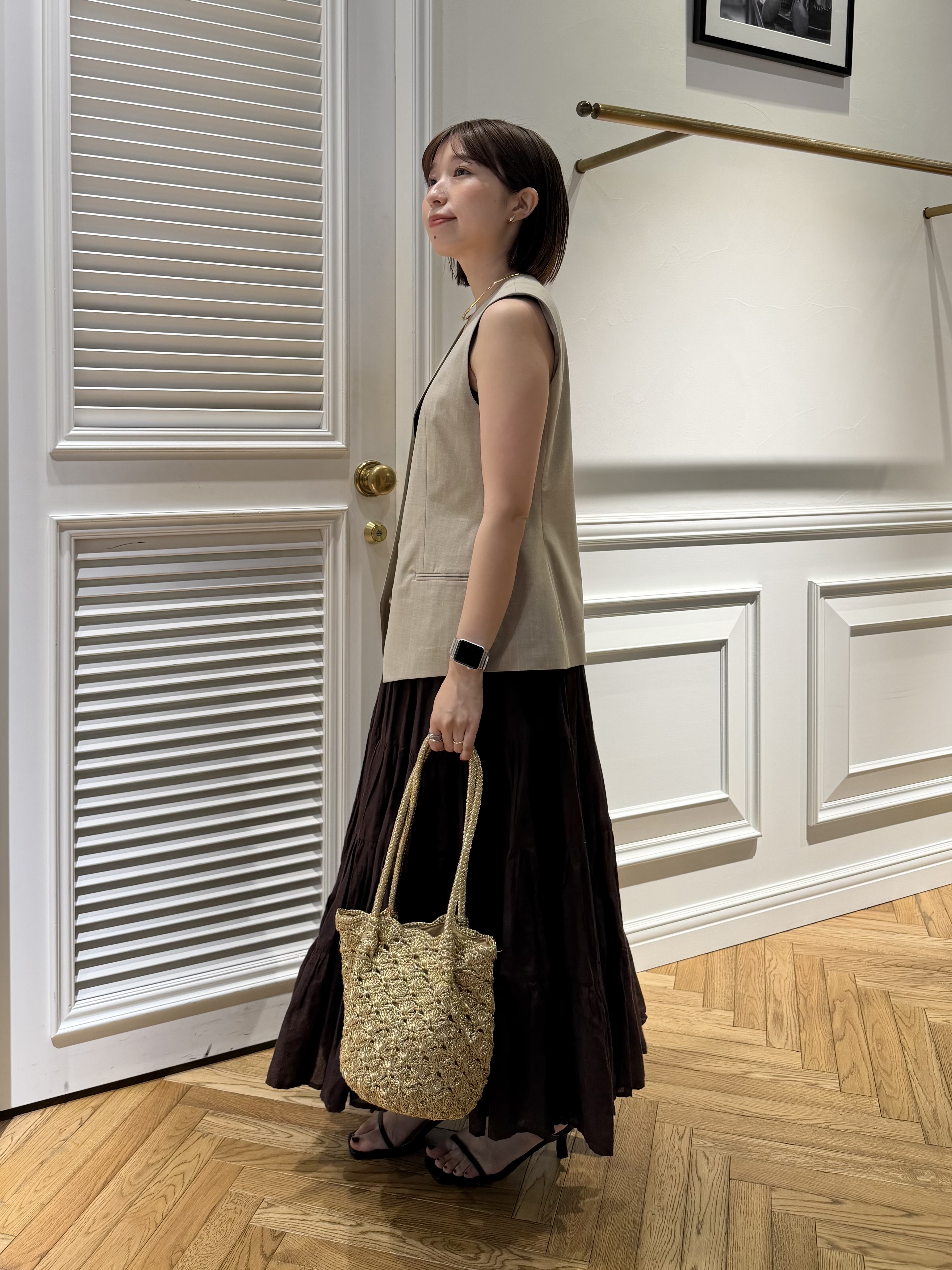 つじ まこさんの「DRESSTERIOR｜【セットアップ可/ウォッシャブル】セットアップストライプジレ」を使ったコーディネート