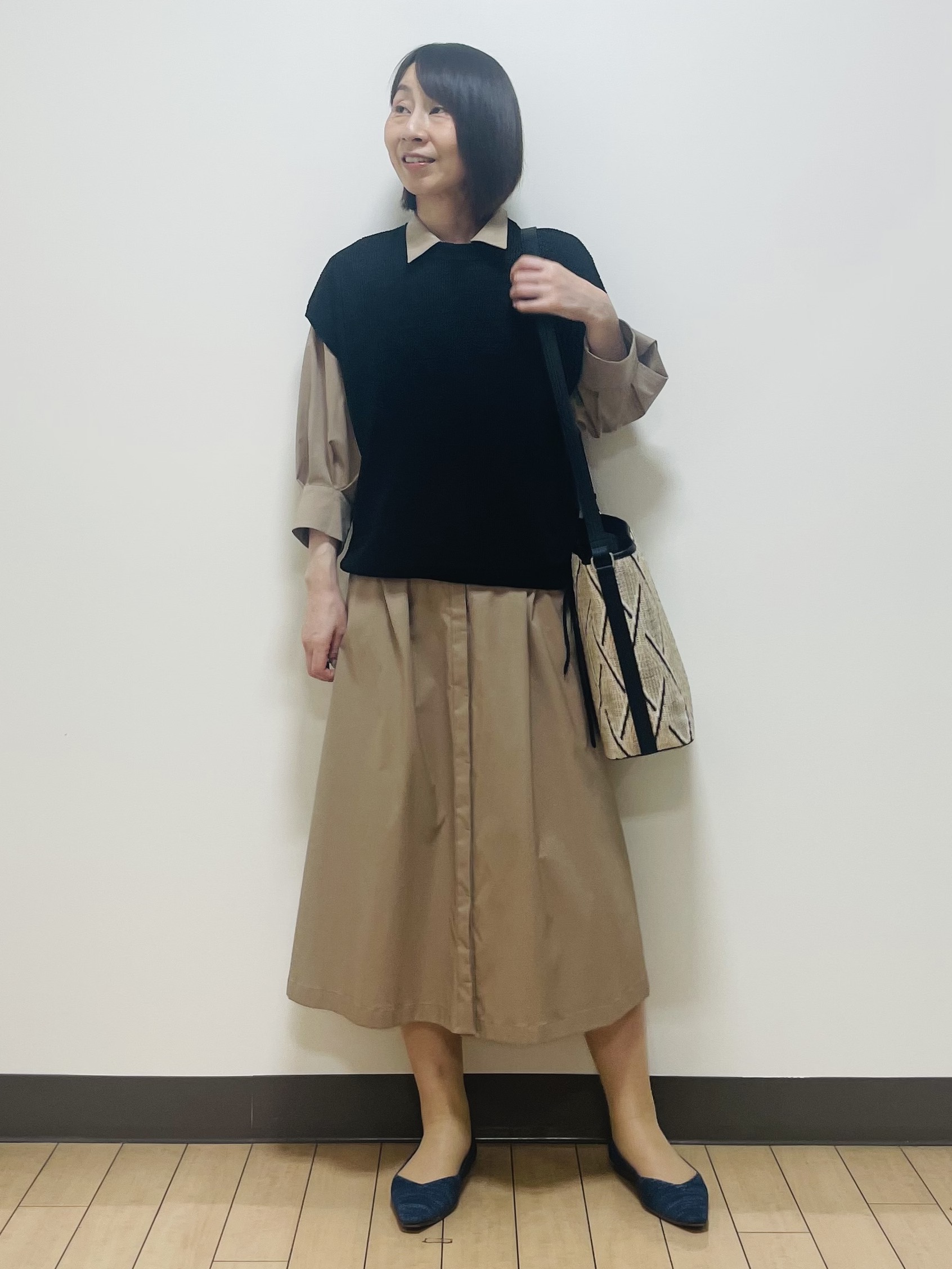 Riiさんの「Reflect｜タイプライターシャツロングワンピース」を使ったコーディネート
