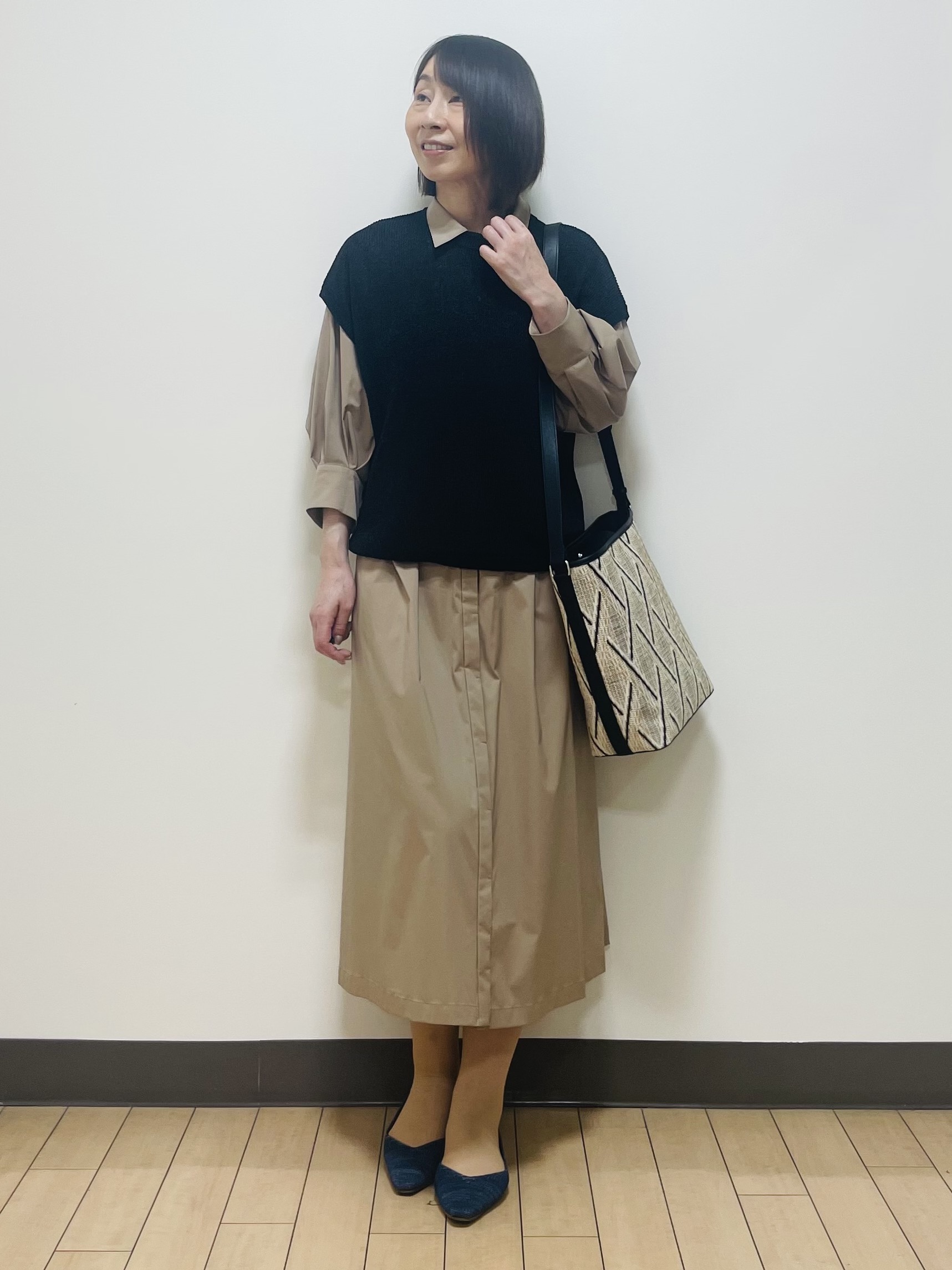 Riiさんの「Reflect｜タイプライターシャツロングワンピース」を使ったコーディネート