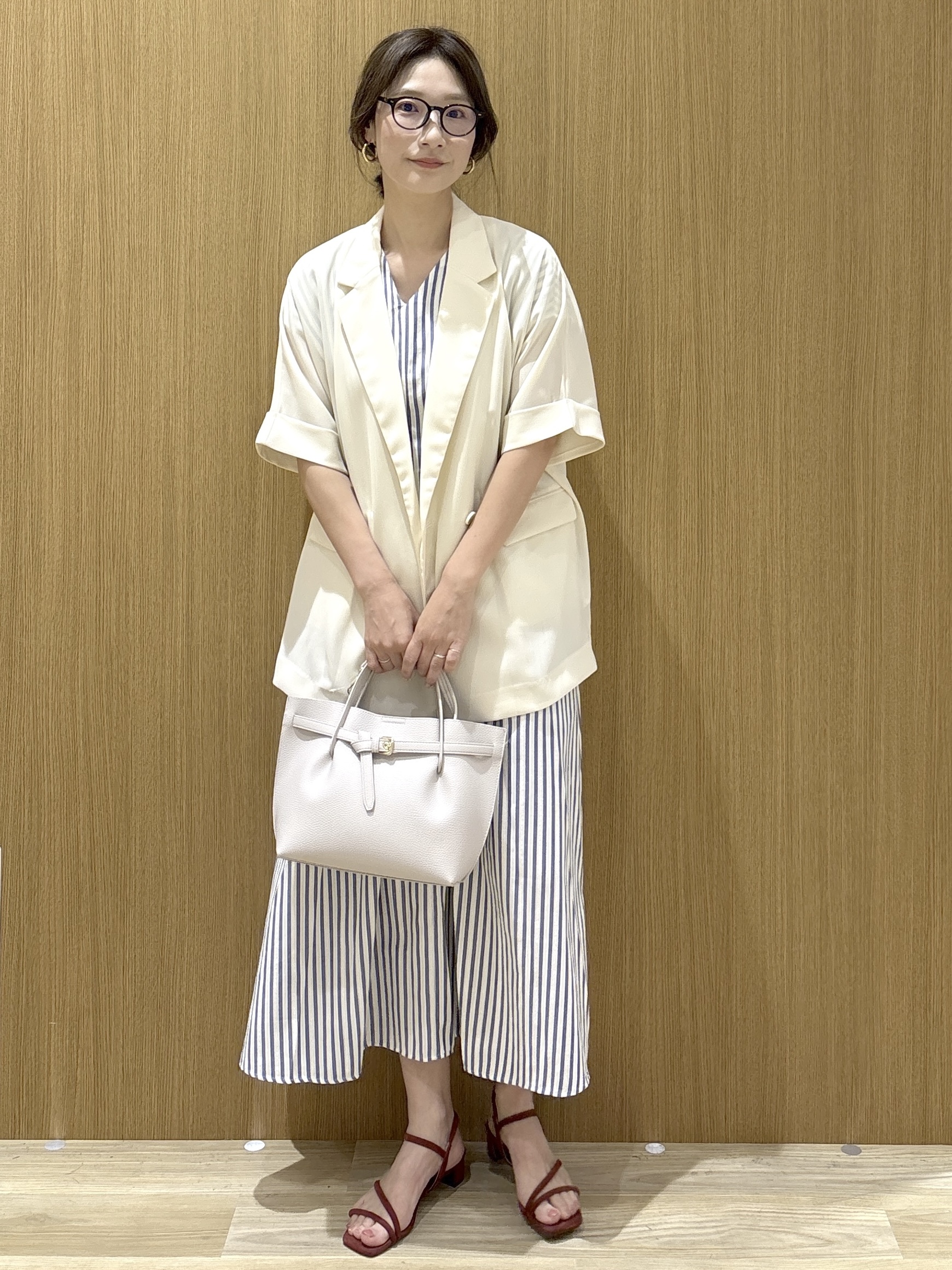 たけねぇさんの「OPAQUE.CLIP｜【接触冷感／吸水速乾／防シワ】リネンライクテーラードジャケット《洗濯機OK》」を使ったコーディネート