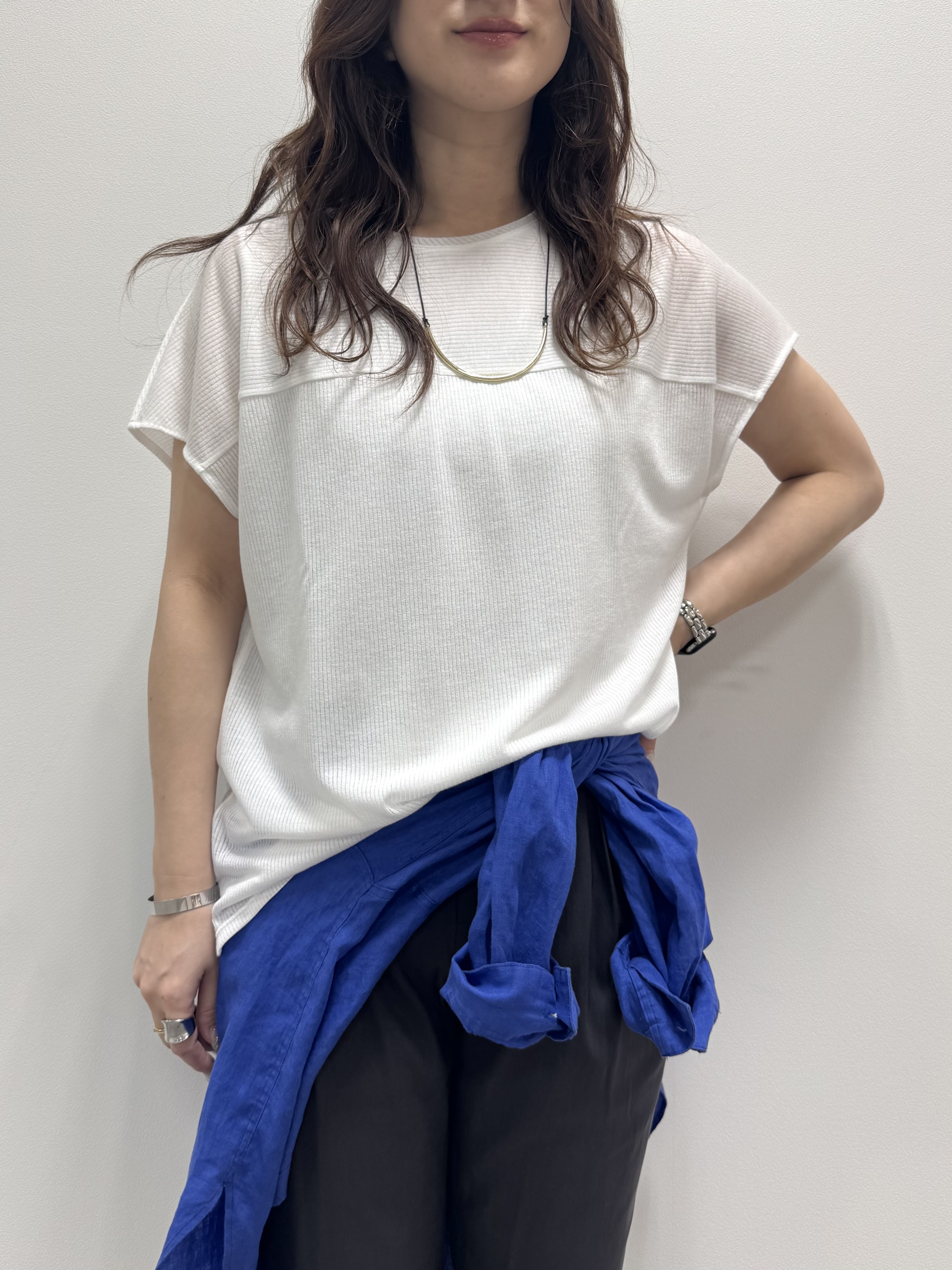 そんさんの「INDIVI｜【洗える／アンサンブル可能】シアースストライプトップス」を使ったコーディネート