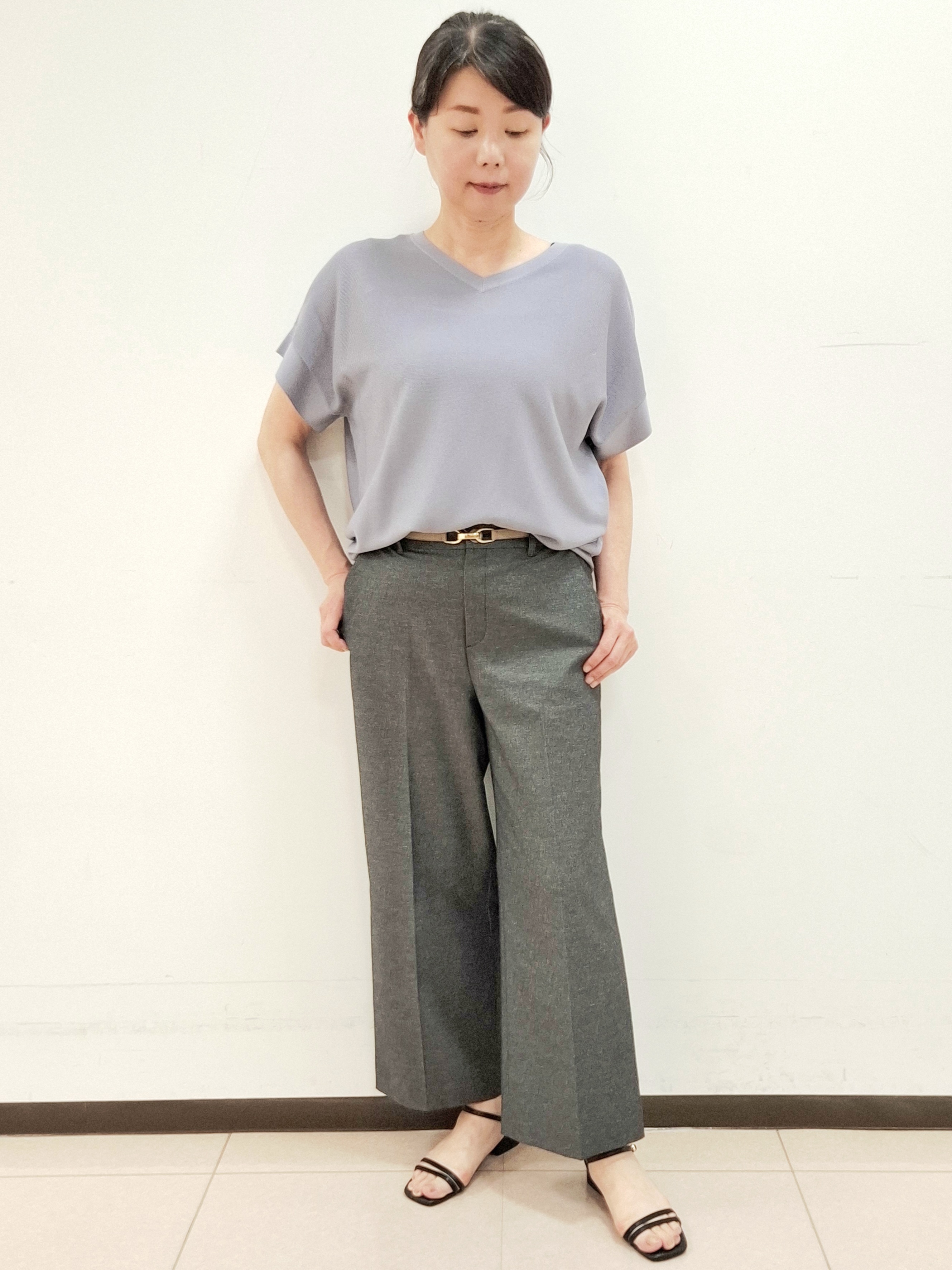 ねぎさんの「UNTITLED｜【11色展開/体型カバー】前後2WAYフレンチスリーブニット」を使ったコーディネート