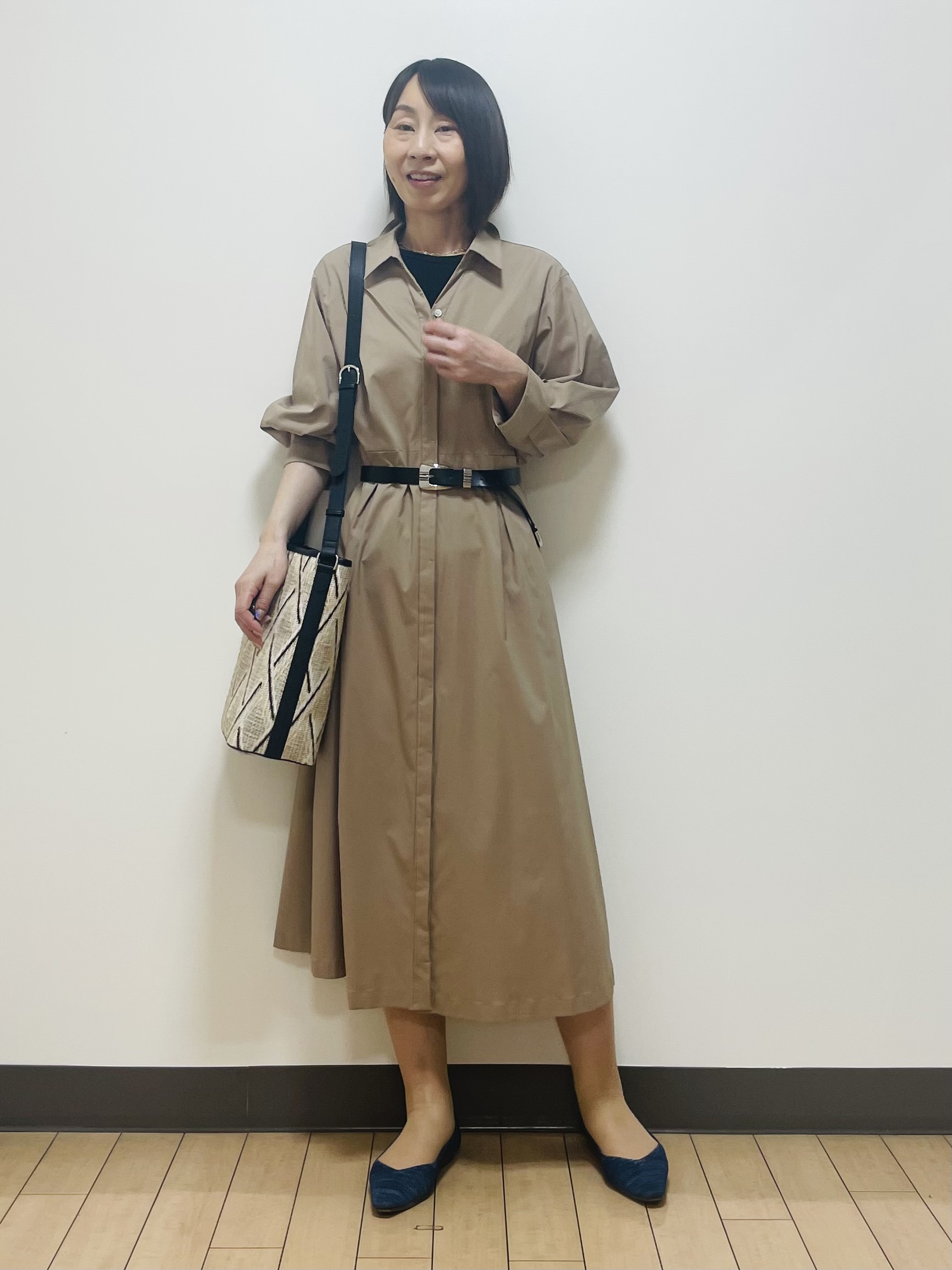 Riiさんの「Reflect｜タイプライターシャツロングワンピース」を使ったコーディネート