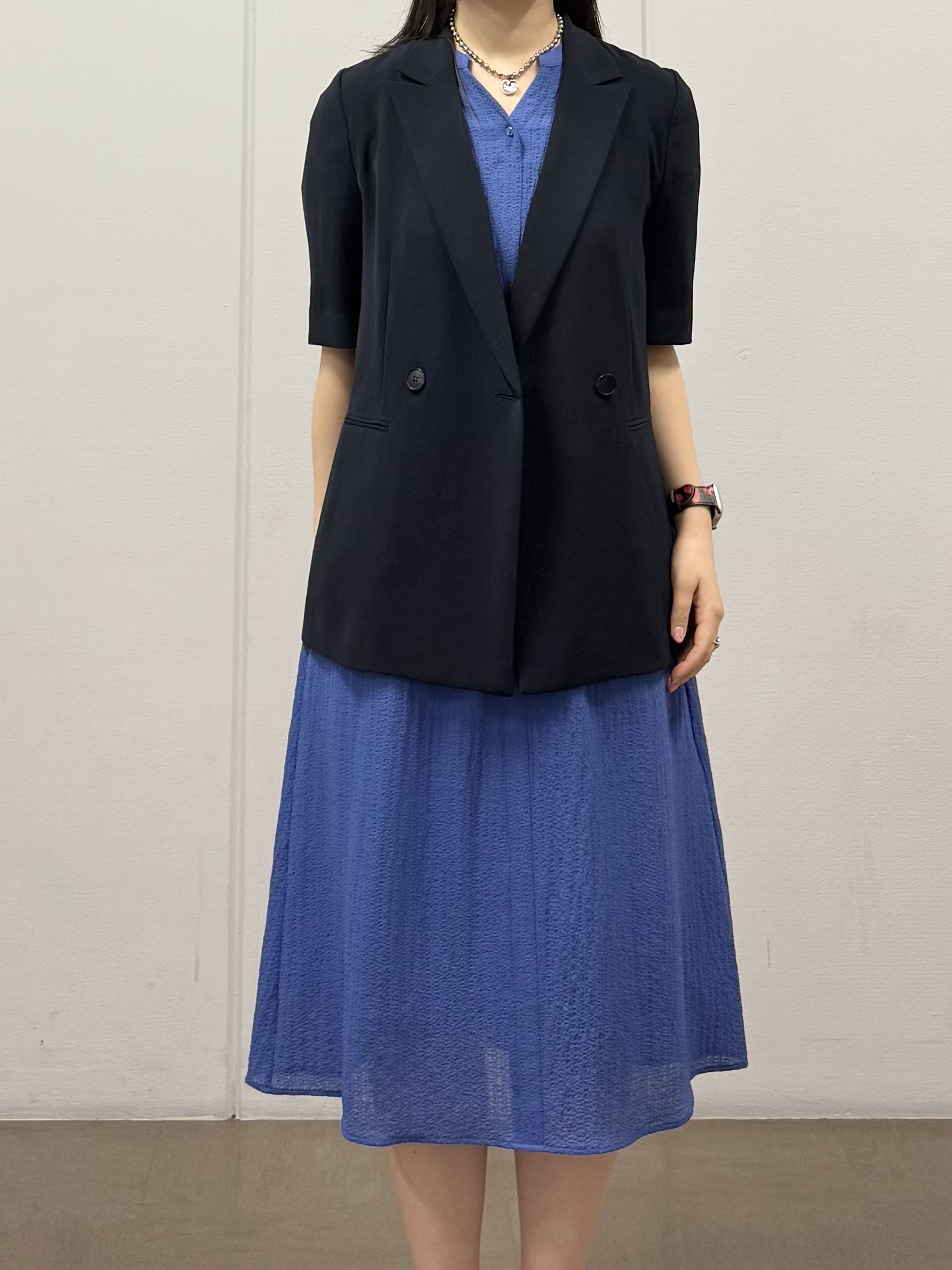 mizukiさんの「INDIVI｜【着る日傘】ハーフスリーブダブルジャケット」を使ったコーディネート