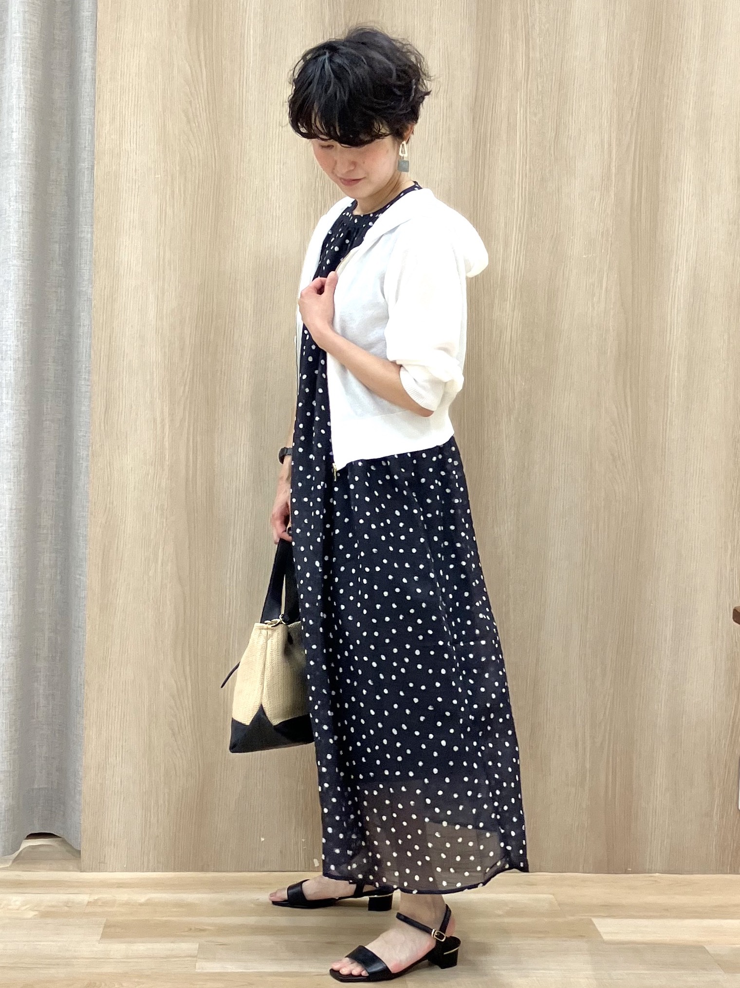 Keiさんの「grove｜【貴島明日香さん着用】シアードットワンピース」を使ったコーディネート