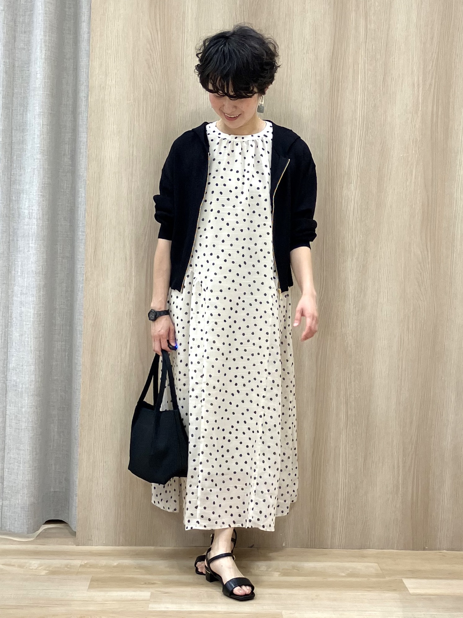 Keiさんの「grove｜【貴島明日香さん着用】シアードットワンピース」を使ったコーディネート