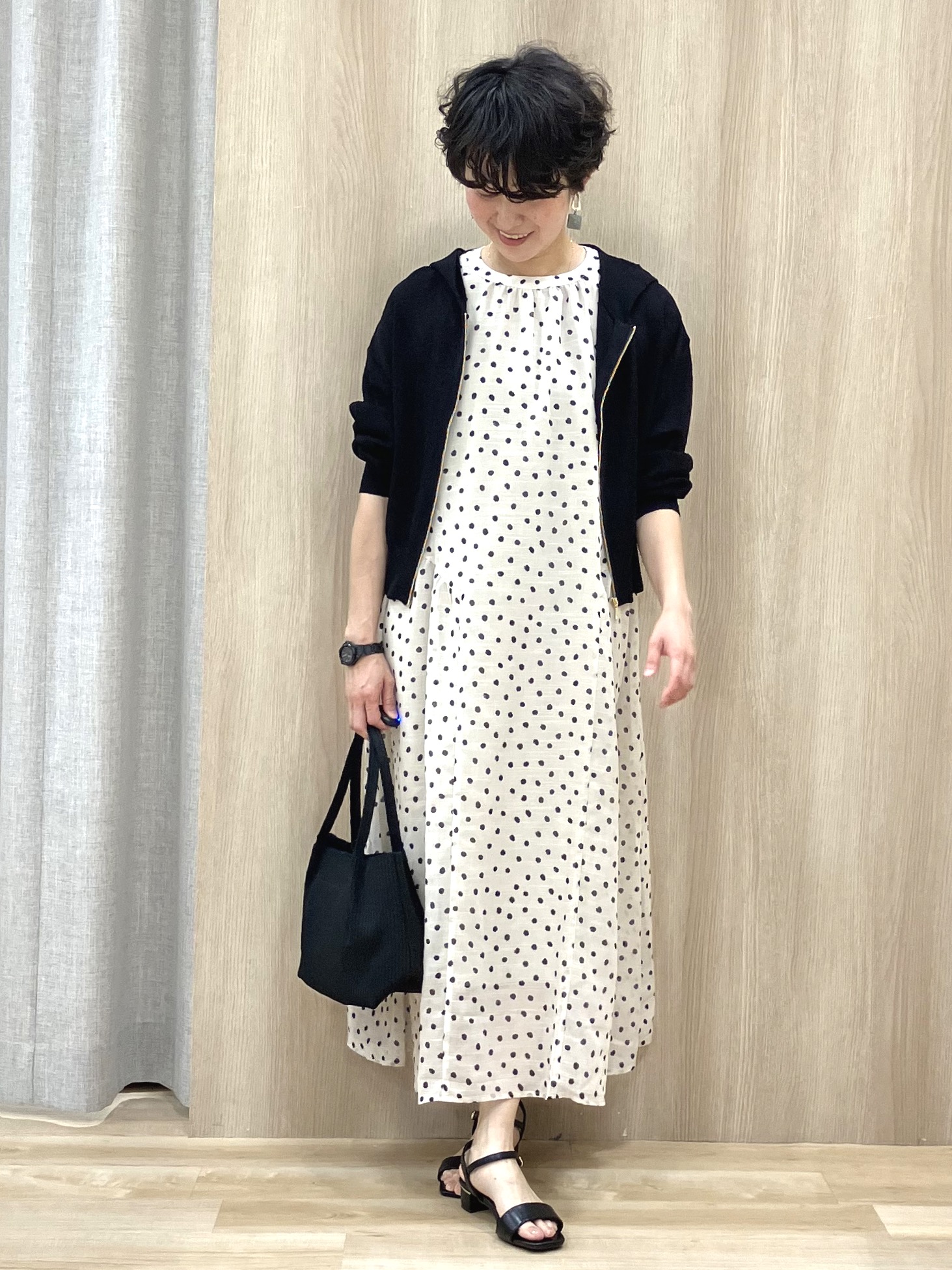 Keiさんの「grove｜【貴島明日香さん着用】シアードットワンピース」を使ったコーディネート