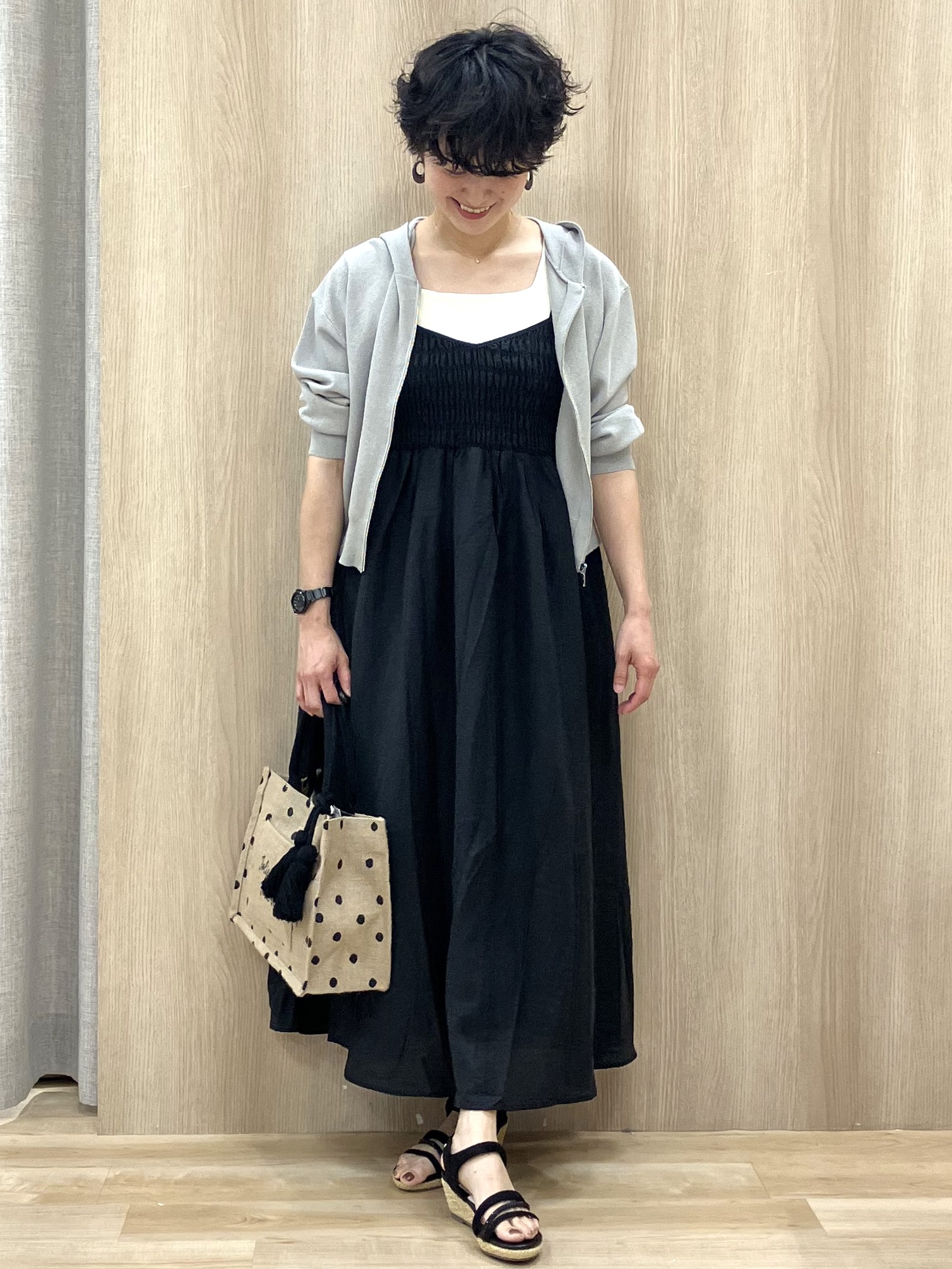 Keiさんの「grove｜【貴島明日香さん着用】シアードットワンピース」を使ったコーディネート