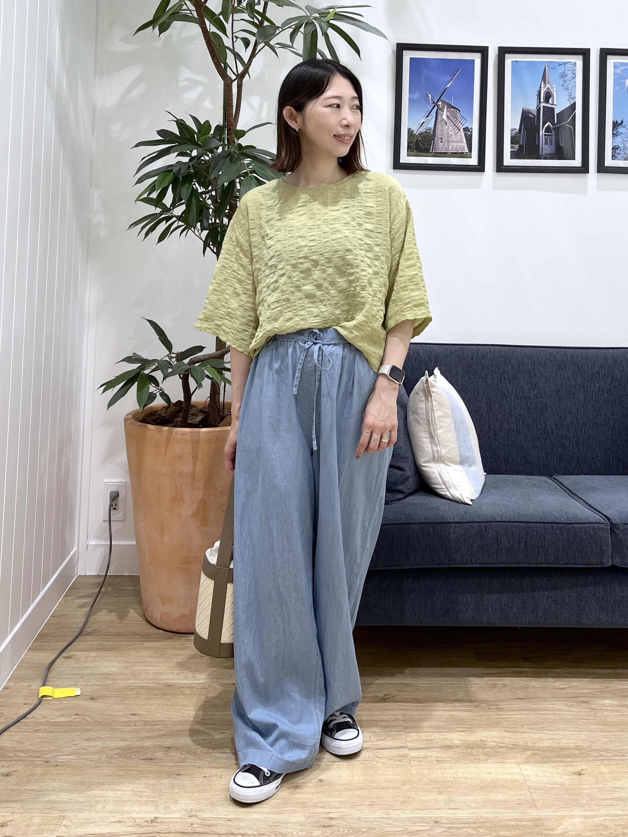 canaさんの「Dessin｜【マシンウォッシャブル】エアリーシアー 5分袖プルオーバーシャツ」を使ったコーディネート