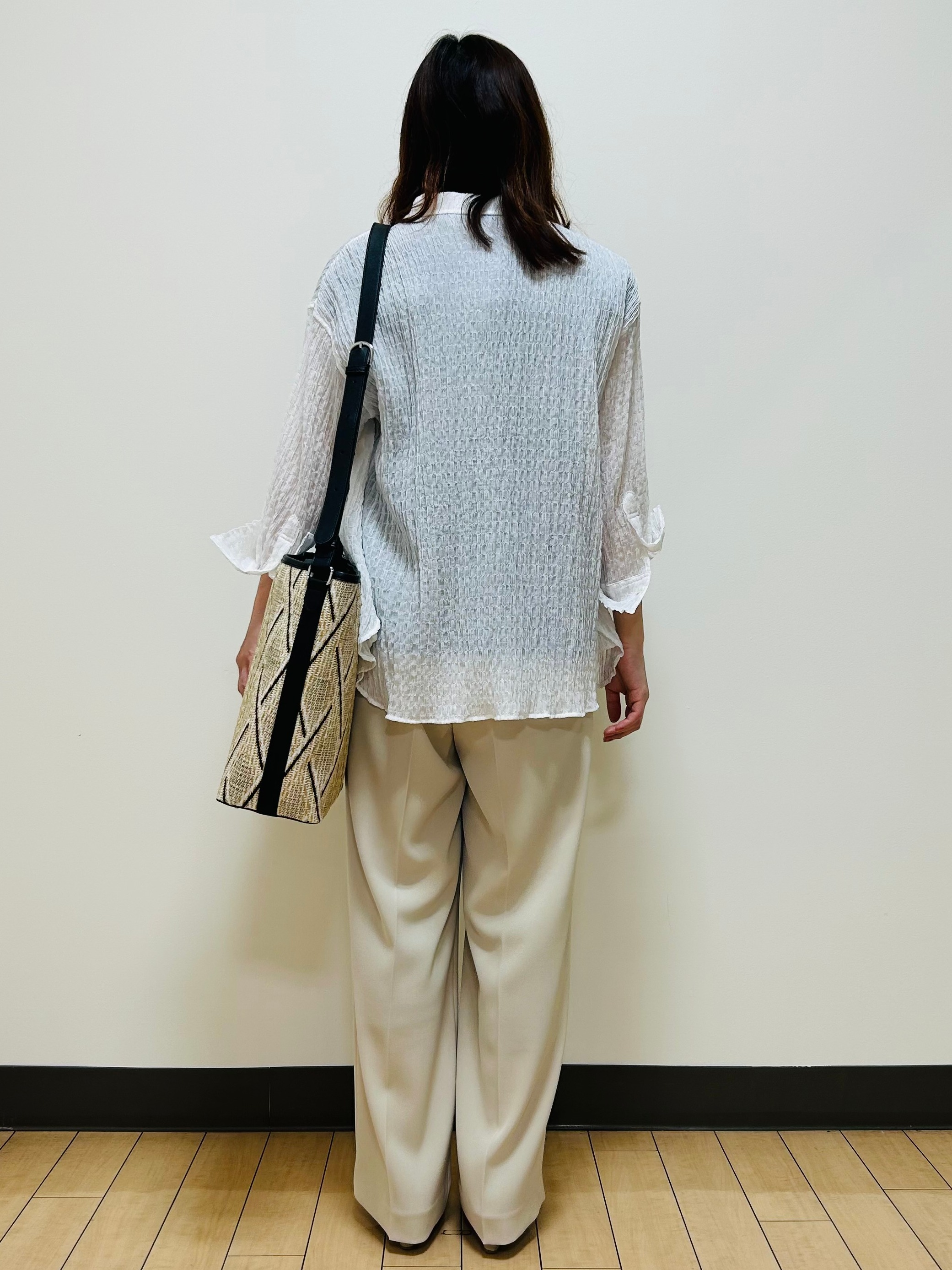 miiiさんの「Reflect｜【羽織にも◎／セットアップ可】八分袖シアーシャツ」を使ったコーディネート