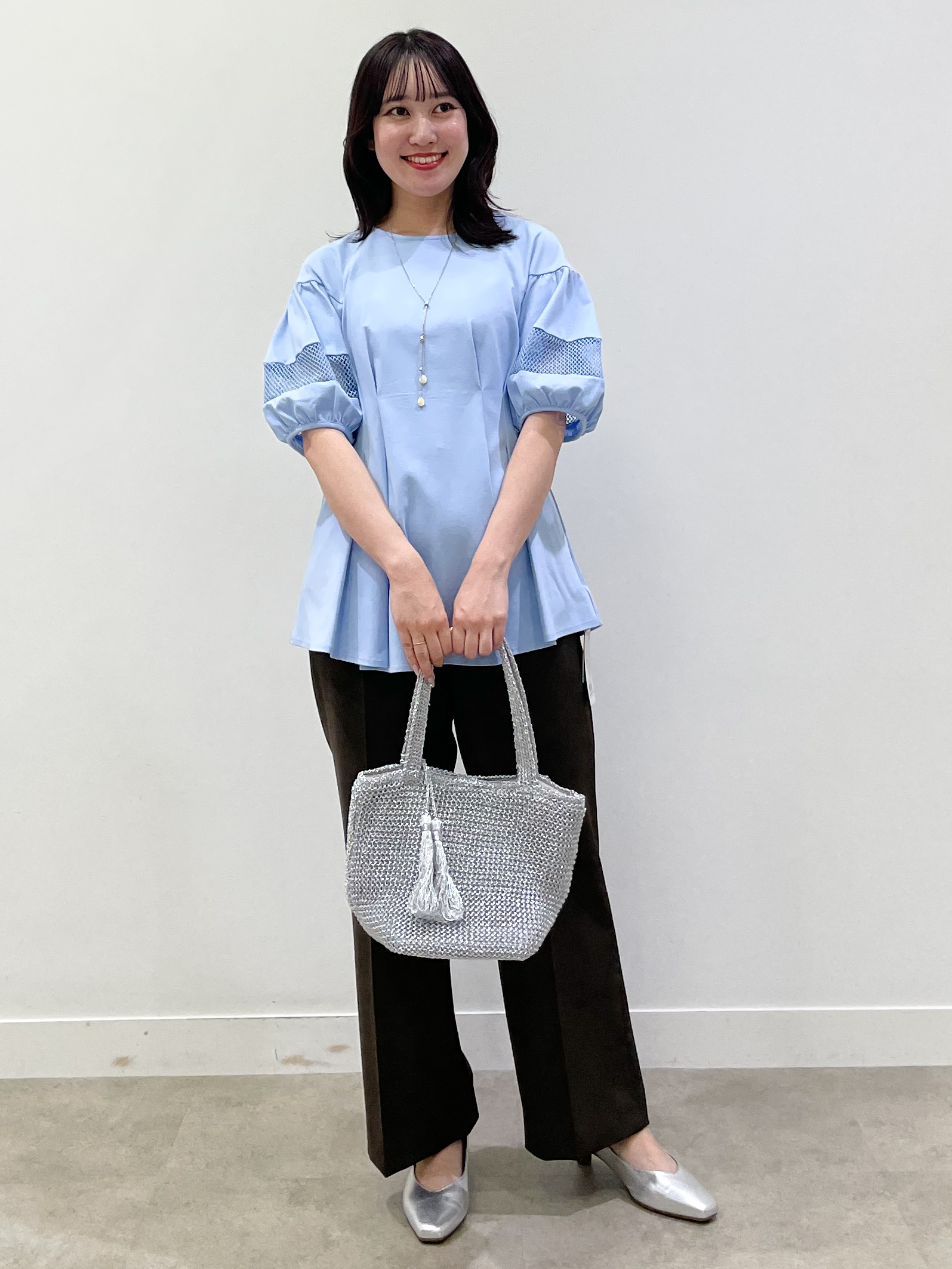 yukariさんの「Reflect｜メッシュ切り替えスリーブトップス」を使ったコーディネート