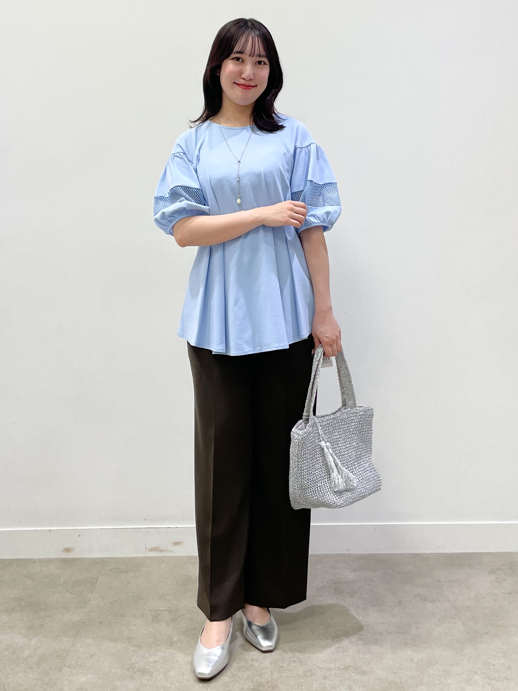 yukariさんの「Reflect｜メッシュ切り替えスリーブトップス」を使ったコーディネート